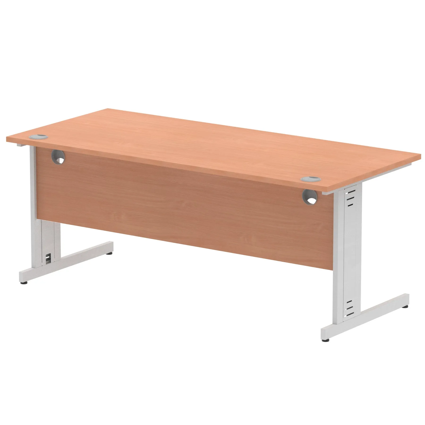 Impulse 1800mm Straight Desk with Cable Managed Leg - MFC Rectangular Table, Self-Assembly, 5-Year Guarantee, Silver/White Frame (1800x800x730mm)