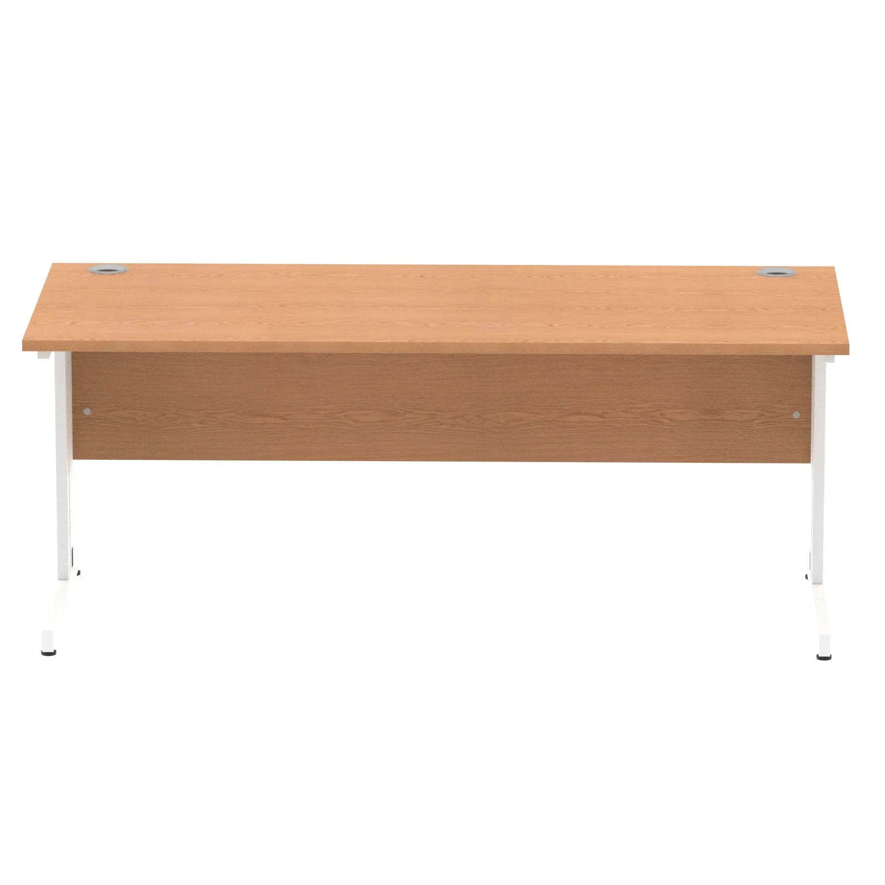 Impulse 1800mm Straight Desk with Cable Managed Leg - MFC Rectangular Table, Self-Assembly, 5-Year Guarantee, Silver/White Frame (1800x800x730mm)