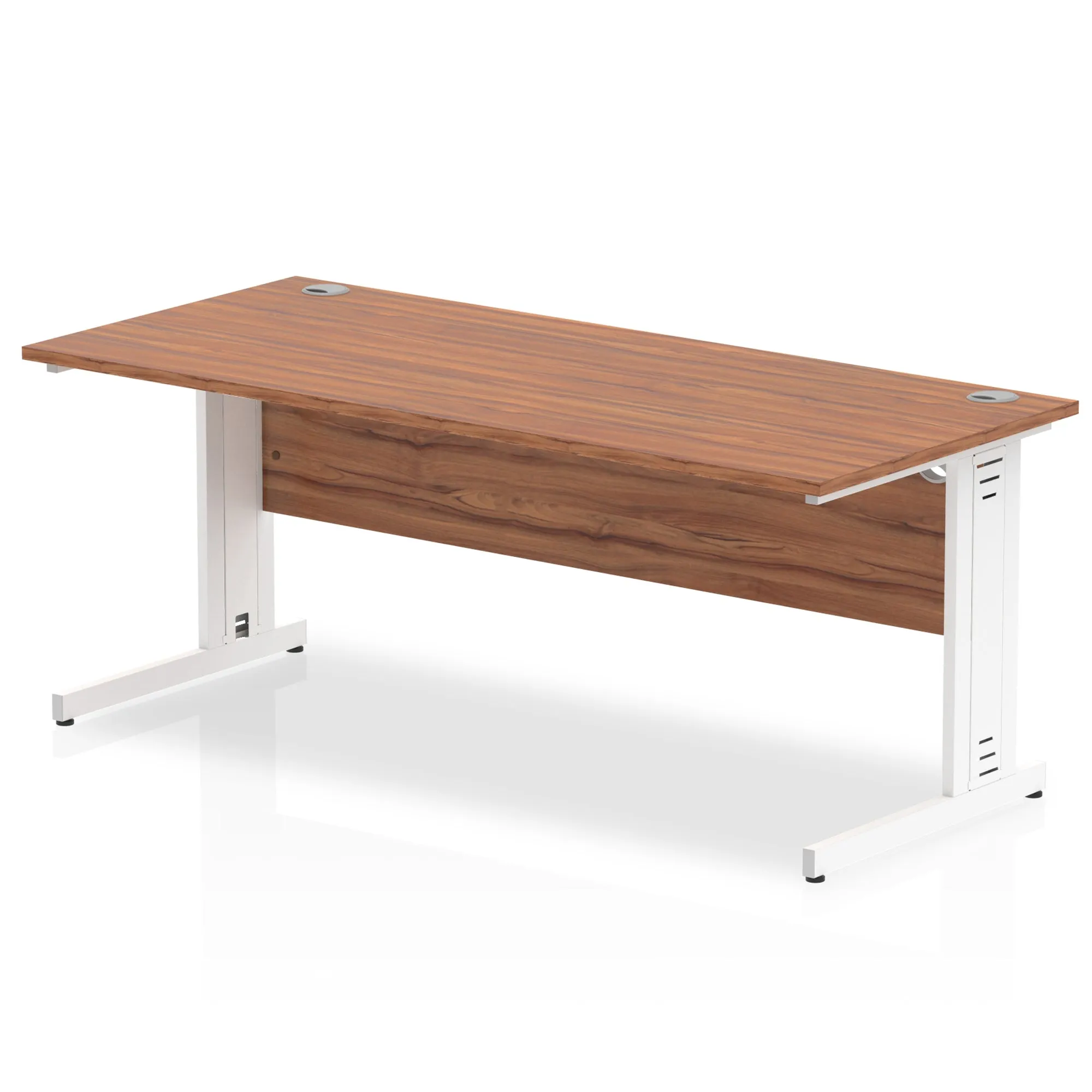 Impulse 1800mm Straight Desk with Cable Managed Leg - MFC Rectangular Table, Self-Assembly, 5-Year Guarantee, Silver/White Frame (1800x800x730mm)