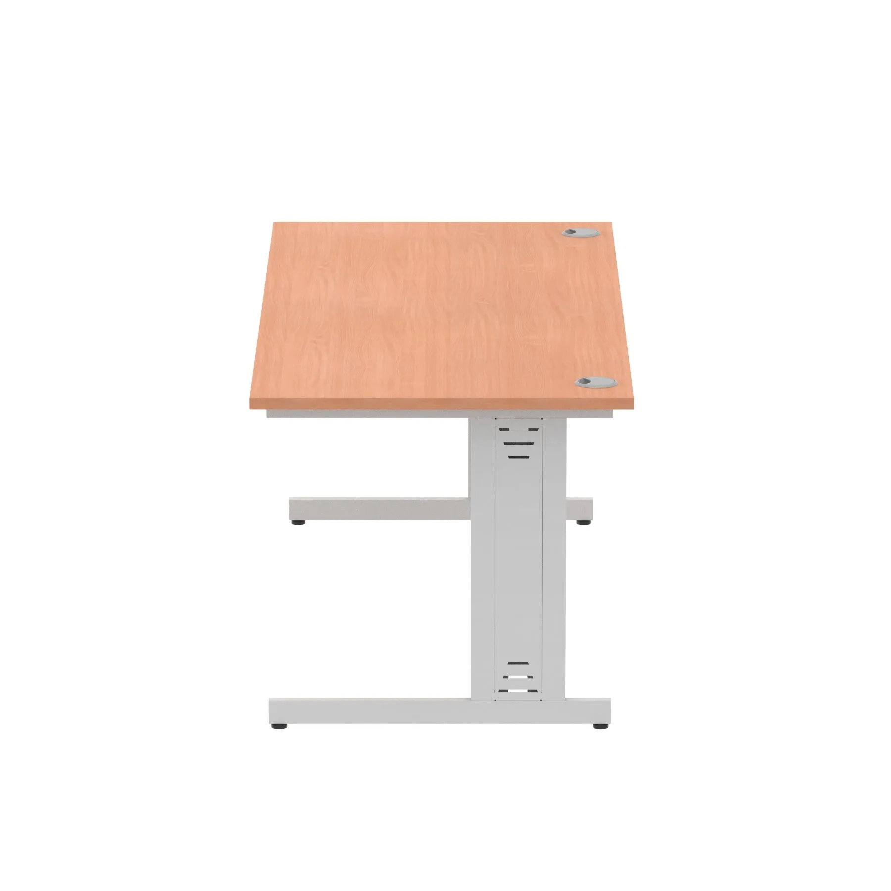 Impulse 1800mm Straight Desk with Cable Managed Leg - MFC Rectangular Table, Self-Assembly, 5-Year Guarantee, Silver/White Frame (1800x800x730mm)