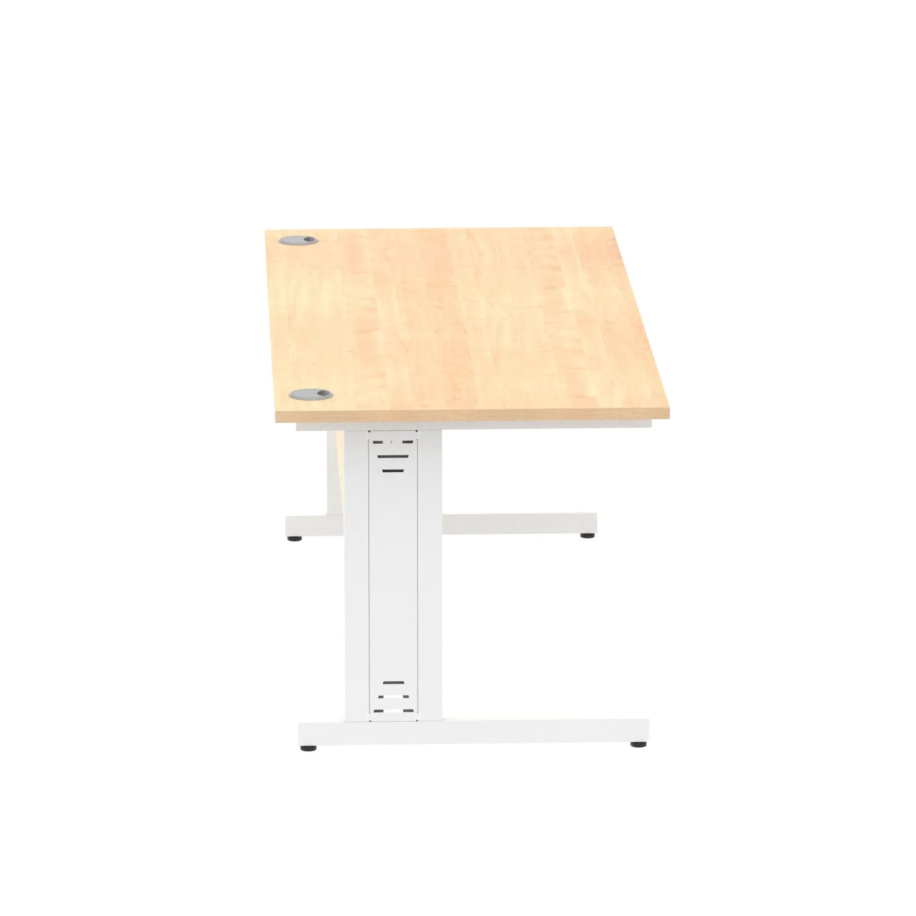 Impulse 1800mm Straight Desk with Cable Managed Leg - MFC Rectangular Table, Self-Assembly, 5-Year Guarantee, Silver/White Frame (1800x800x730mm)