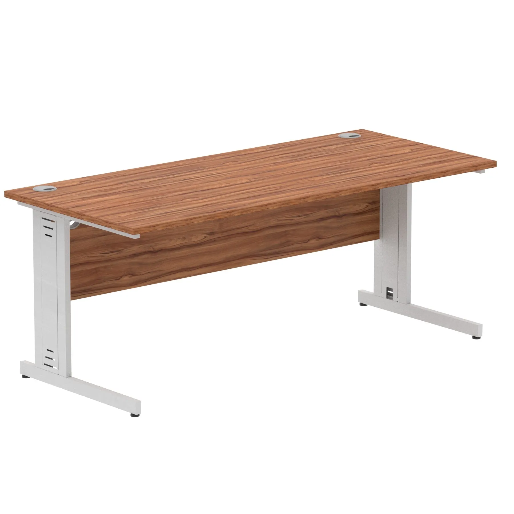 Impulse 1800mm Straight Desk with Cable Managed Leg - MFC Rectangular Table, Self-Assembly, 5-Year Guarantee, Silver/White Frame (1800x800x730mm)