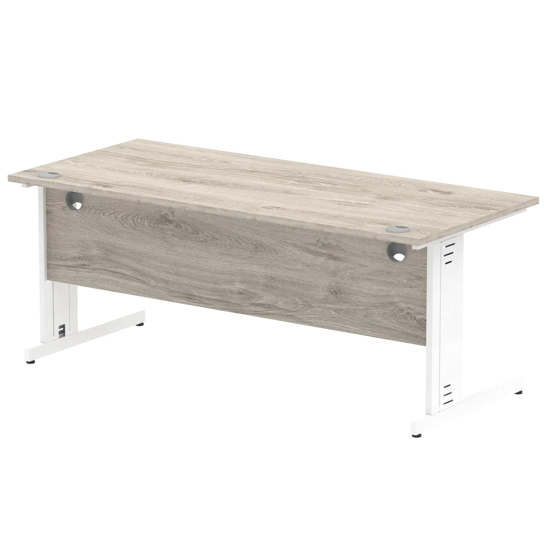 Impulse 1800mm Straight Desk with Cable Managed Leg - MFC Rectangular Table, Self-Assembly, 5-Year Guarantee, Silver/White Frame (1800x800x730mm)
