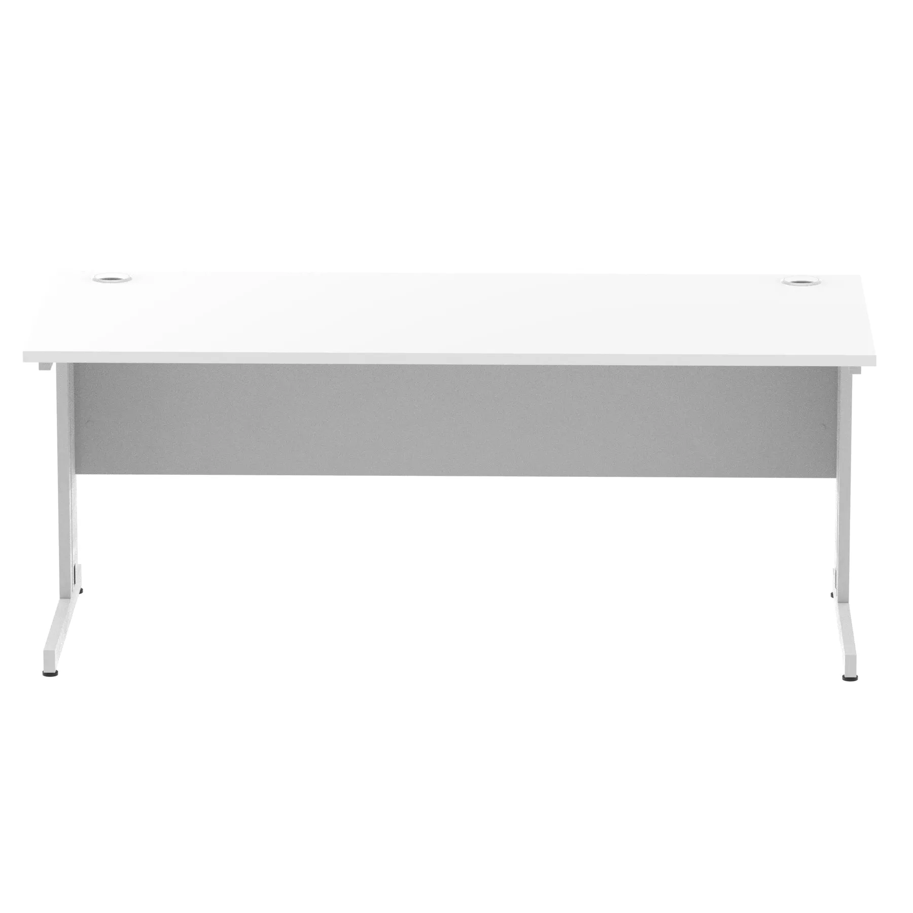 Impulse 1800mm Straight Desk with Cable Managed Leg - MFC Rectangular Table, Self-Assembly, 5-Year Guarantee, Silver/White Frame (1800x800x730mm)