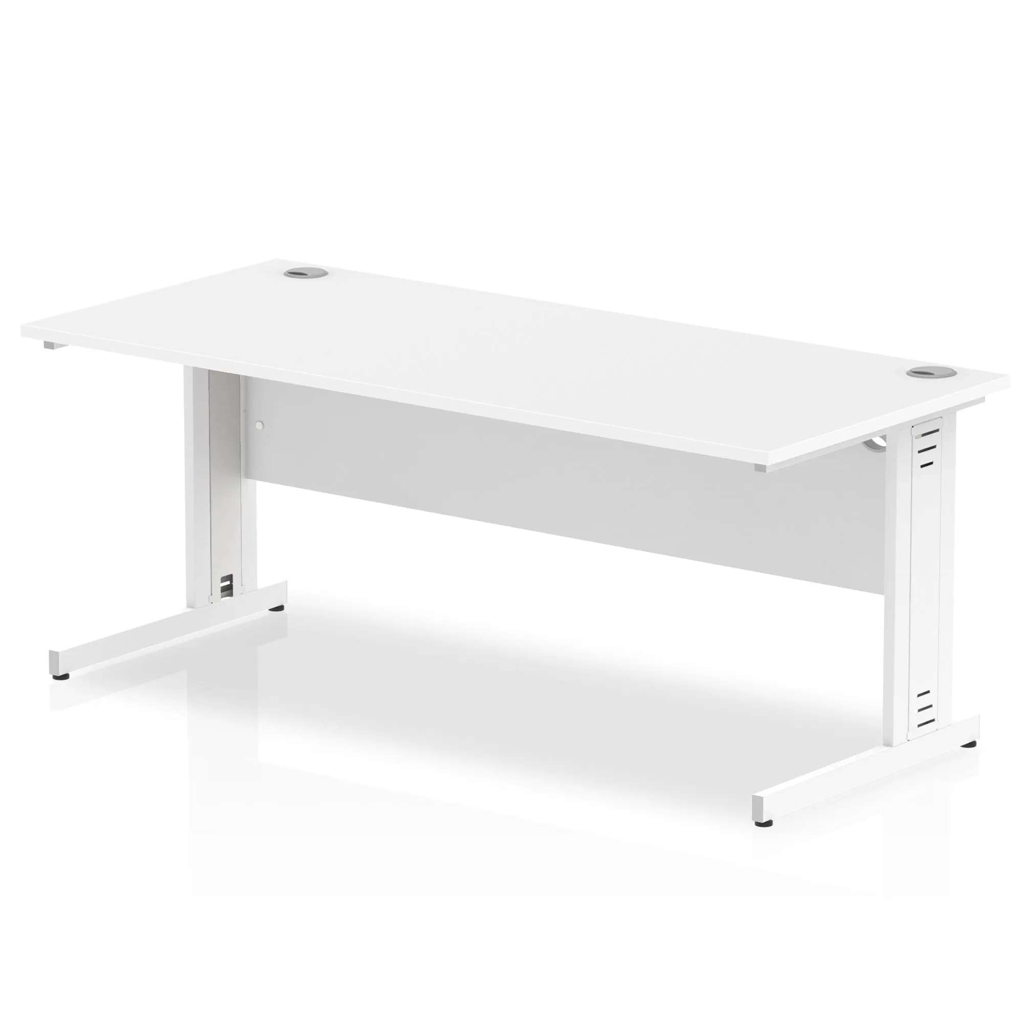Impulse 1800mm Straight Desk with Cable Managed Leg - MFC Rectangular Table, Self-Assembly, 5-Year Guarantee, Silver/White Frame (1800x800x730mm)