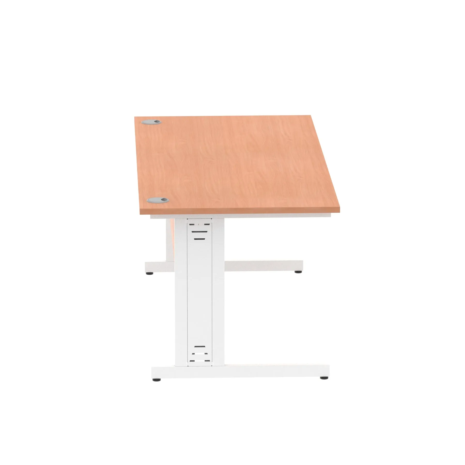 Impulse 1800mm Straight Desk with Cable Managed Leg - MFC Rectangular Table, Self-Assembly, 5-Year Guarantee, Silver/White Frame (1800x800x730mm)
