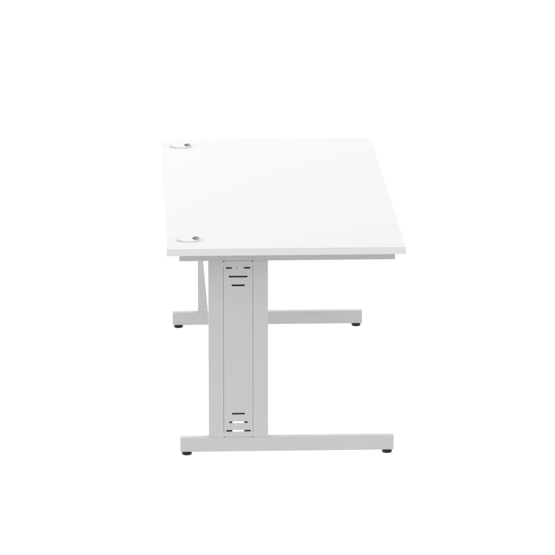 Impulse 1800mm Straight Desk with Cable Managed Leg - MFC Rectangular Table, Self-Assembly, 5-Year Guarantee, Silver/White Frame (1800x800x730mm)