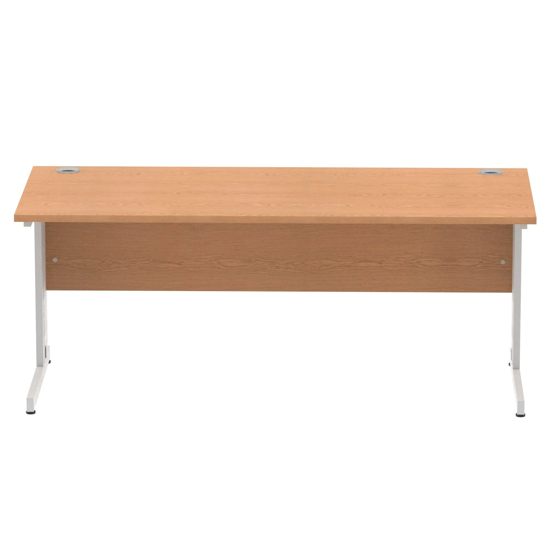Impulse 1800mm Straight Desk with Cable Managed Leg - MFC Rectangular Table, Self-Assembly, 5-Year Guarantee, Silver/White Frame (1800x800x730mm)