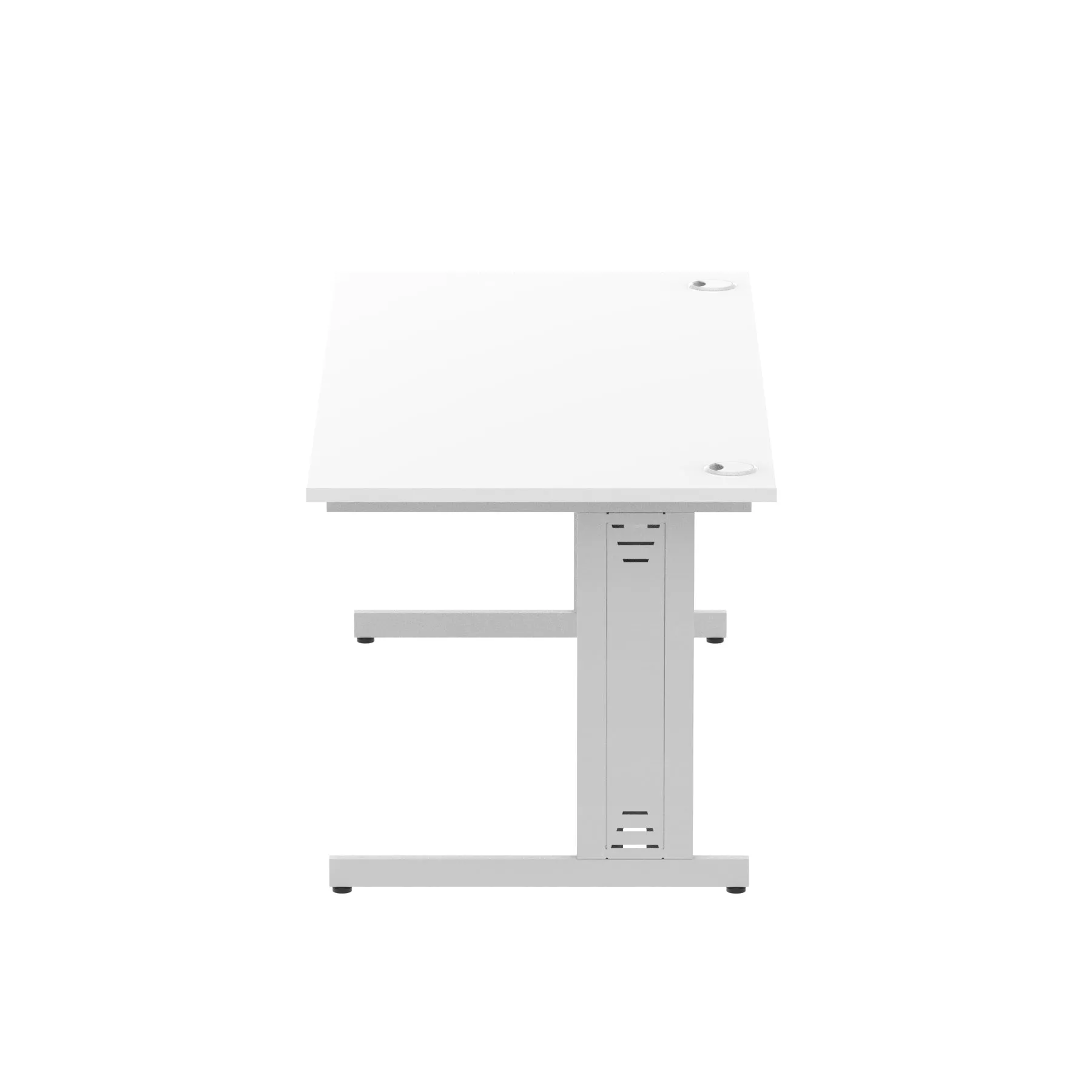 Impulse 1800mm Straight Desk with Cable Managed Leg - MFC Rectangular Table, Self-Assembly, 5-Year Guarantee, Silver/White Frame (1800x800x730mm)