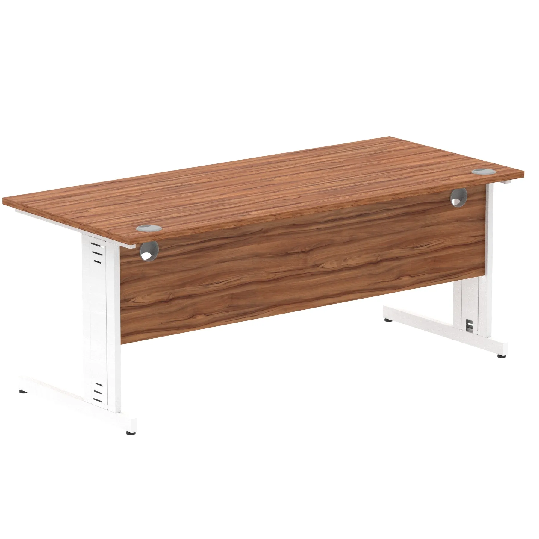 Impulse 1800mm Straight Desk with Cable Managed Leg - MFC Rectangular Table, Self-Assembly, 5-Year Guarantee, Silver/White Frame (1800x800x730mm)