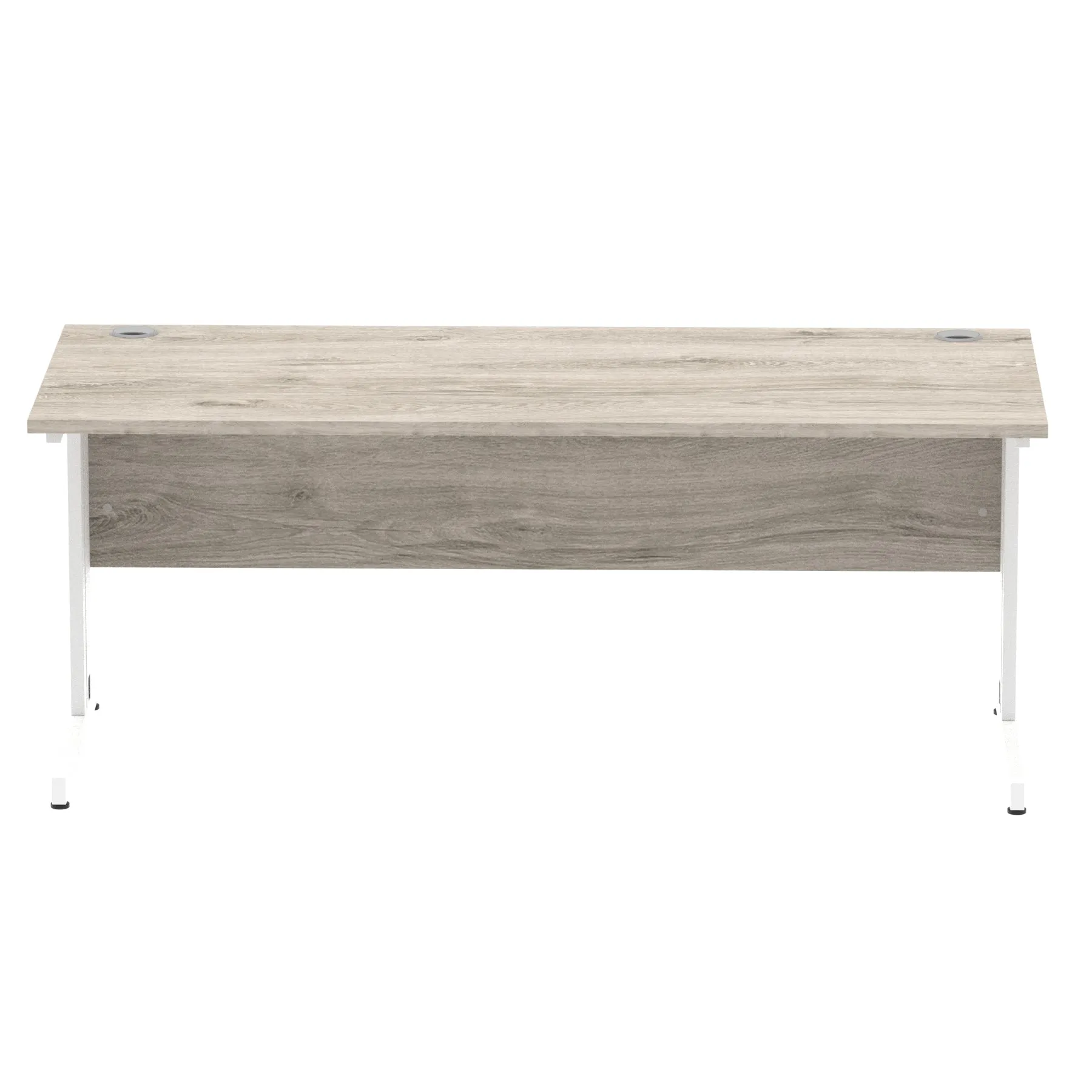 Impulse 1800mm Straight Desk with Cable Managed Leg - MFC Rectangular Table, Self-Assembly, 5-Year Guarantee, Silver/White Frame (1800x800x730mm)
