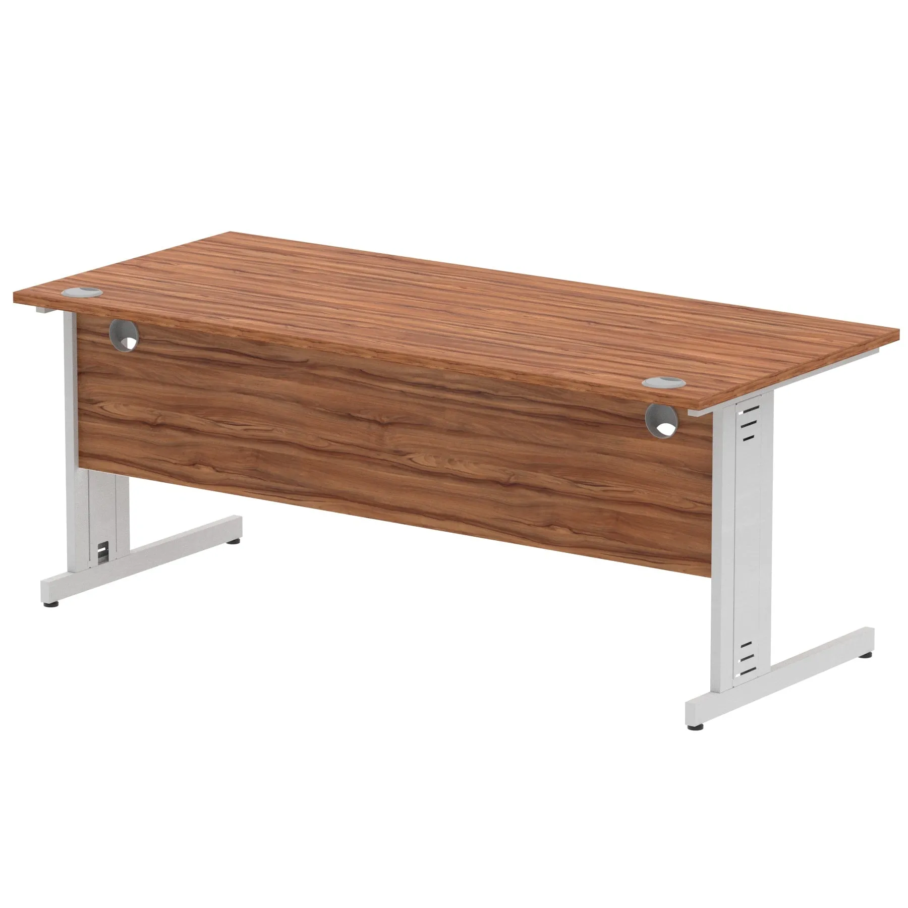 Impulse 1800mm Straight Desk with Cable Managed Leg - MFC Rectangular Table, Self-Assembly, 5-Year Guarantee, Silver/White Frame (1800x800x730mm)