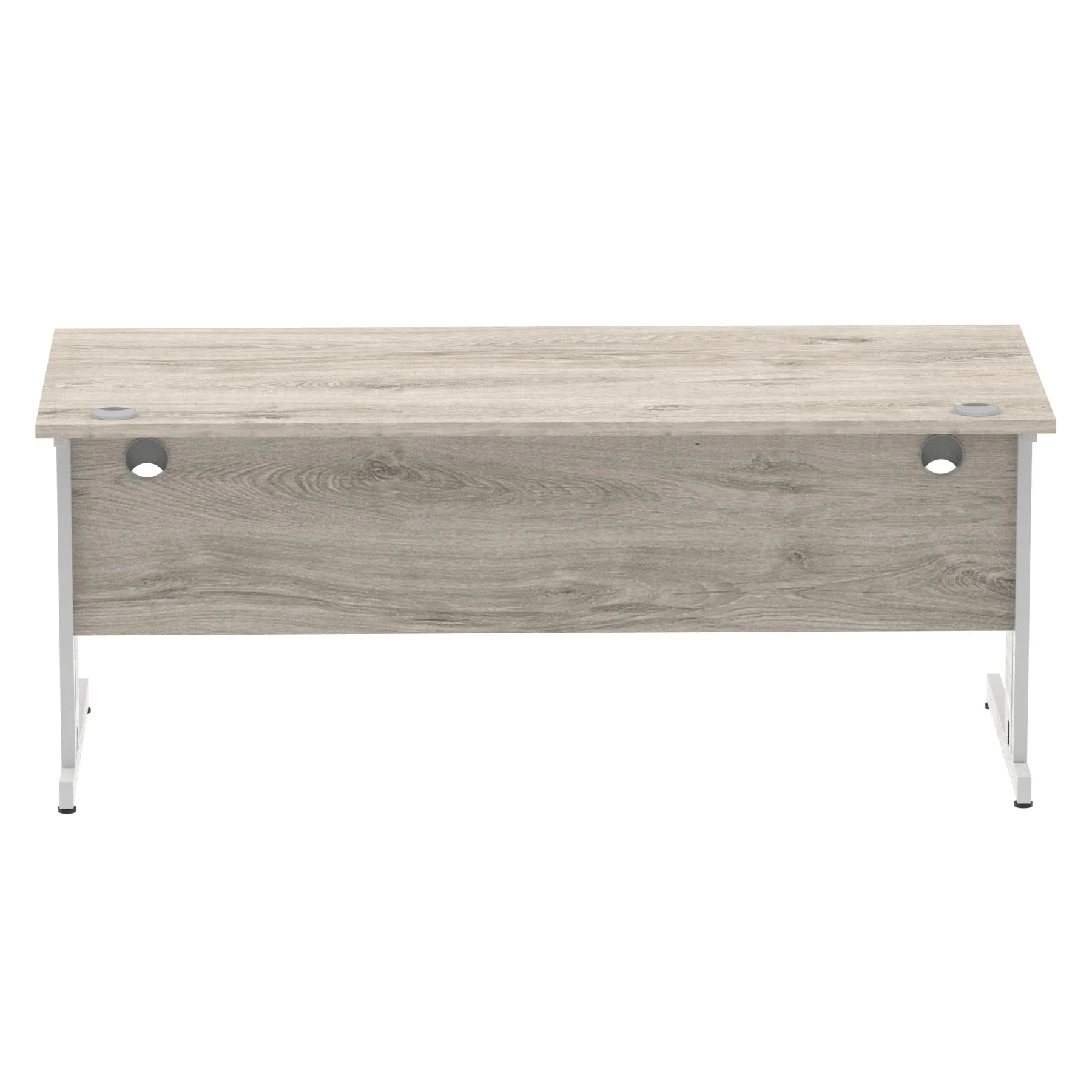 Impulse 1800mm Straight Desk with Cable Managed Leg - MFC Rectangular Table, Self-Assembly, 5-Year Guarantee, Silver/White Frame (1800x800x730mm)