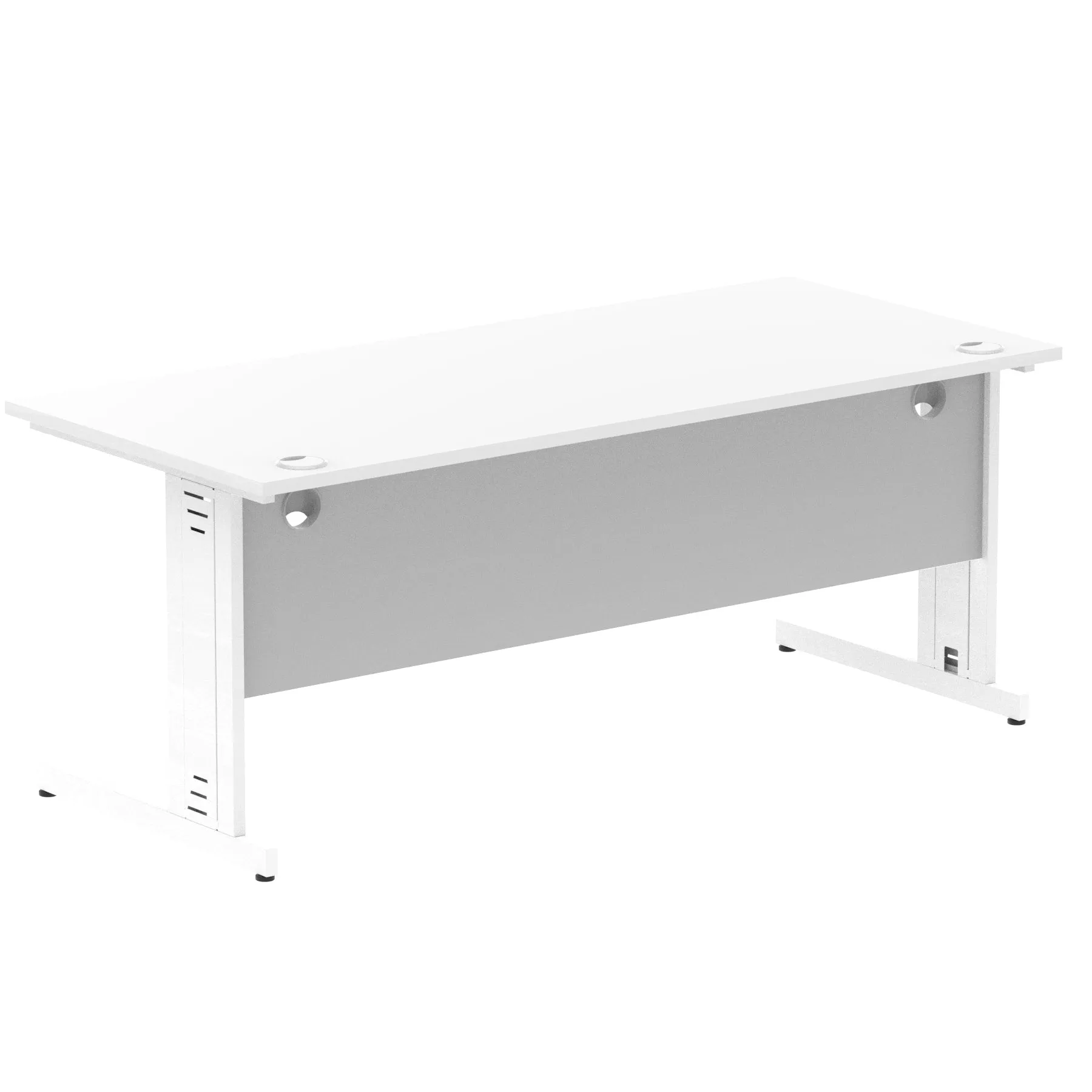 Impulse 1800mm Straight Desk with Cable Managed Leg - MFC Rectangular Table, Self-Assembly, 5-Year Guarantee, Silver/White Frame (1800x800x730mm)