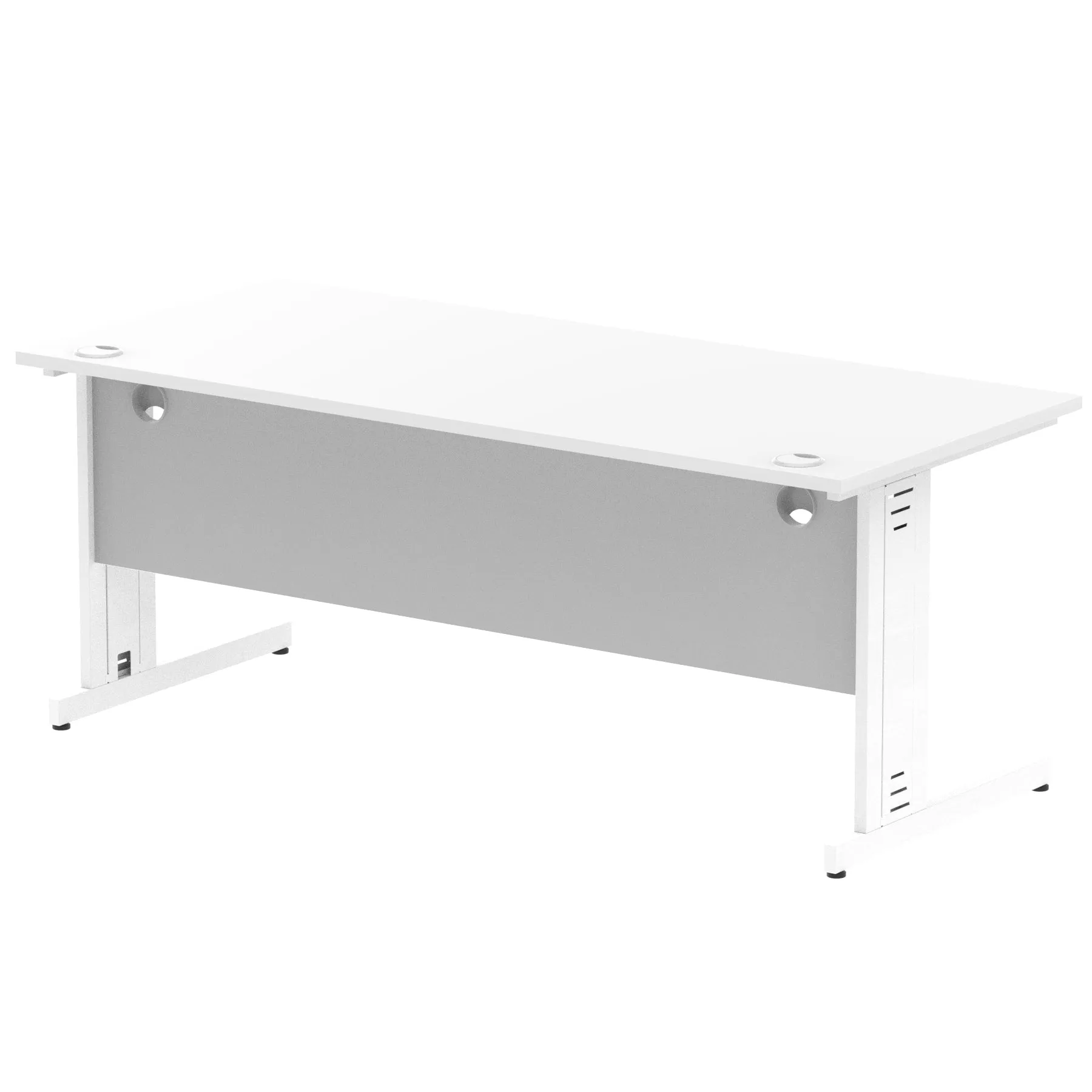 Impulse 1800mm Straight Desk with Cable Managed Leg - MFC Rectangular Table, Self-Assembly, 5-Year Guarantee, Silver/White Frame (1800x800x730mm)