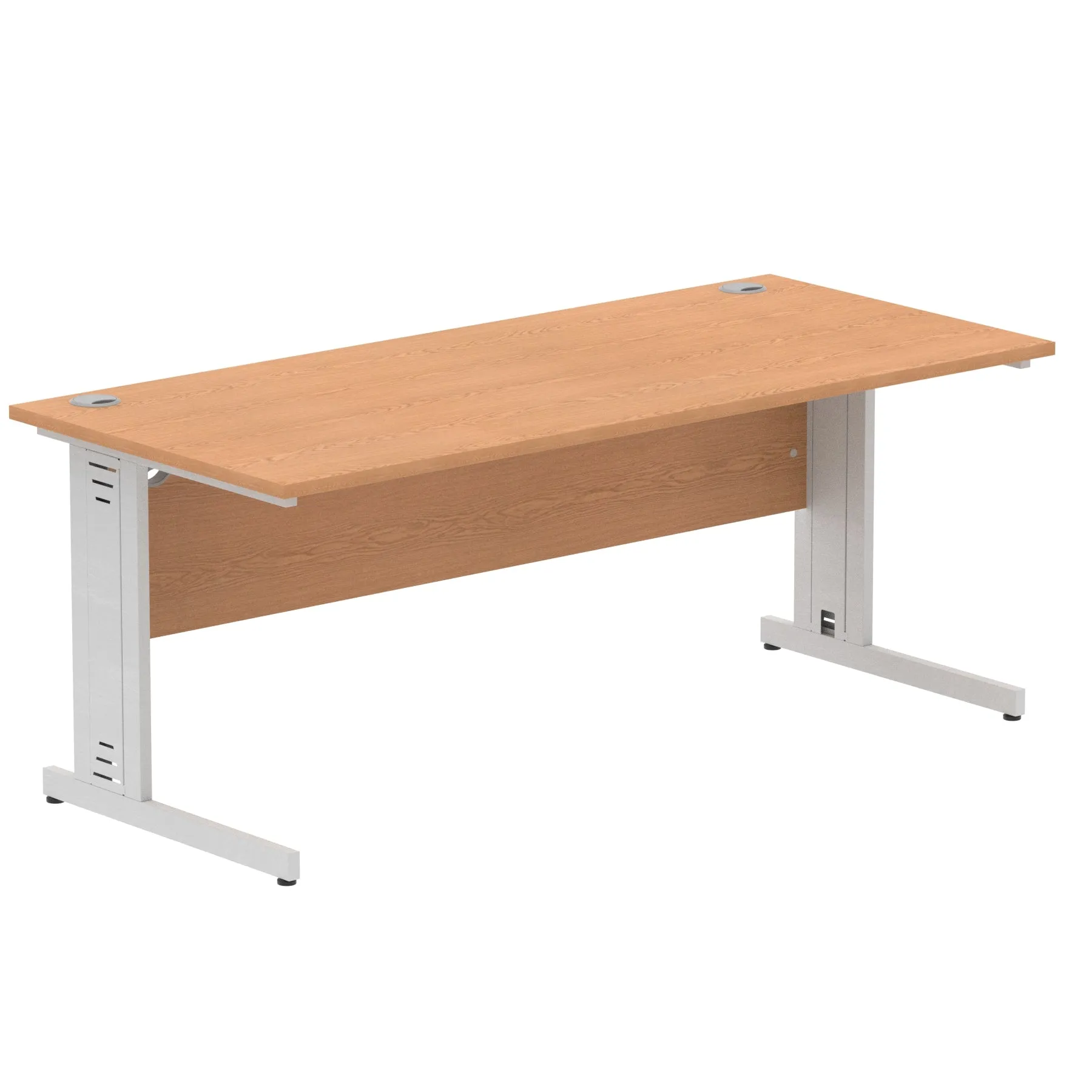Impulse 1800mm Straight Desk with Cable Managed Leg - MFC Rectangular Table, Self-Assembly, 5-Year Guarantee, Silver/White Frame (1800x800x730mm)