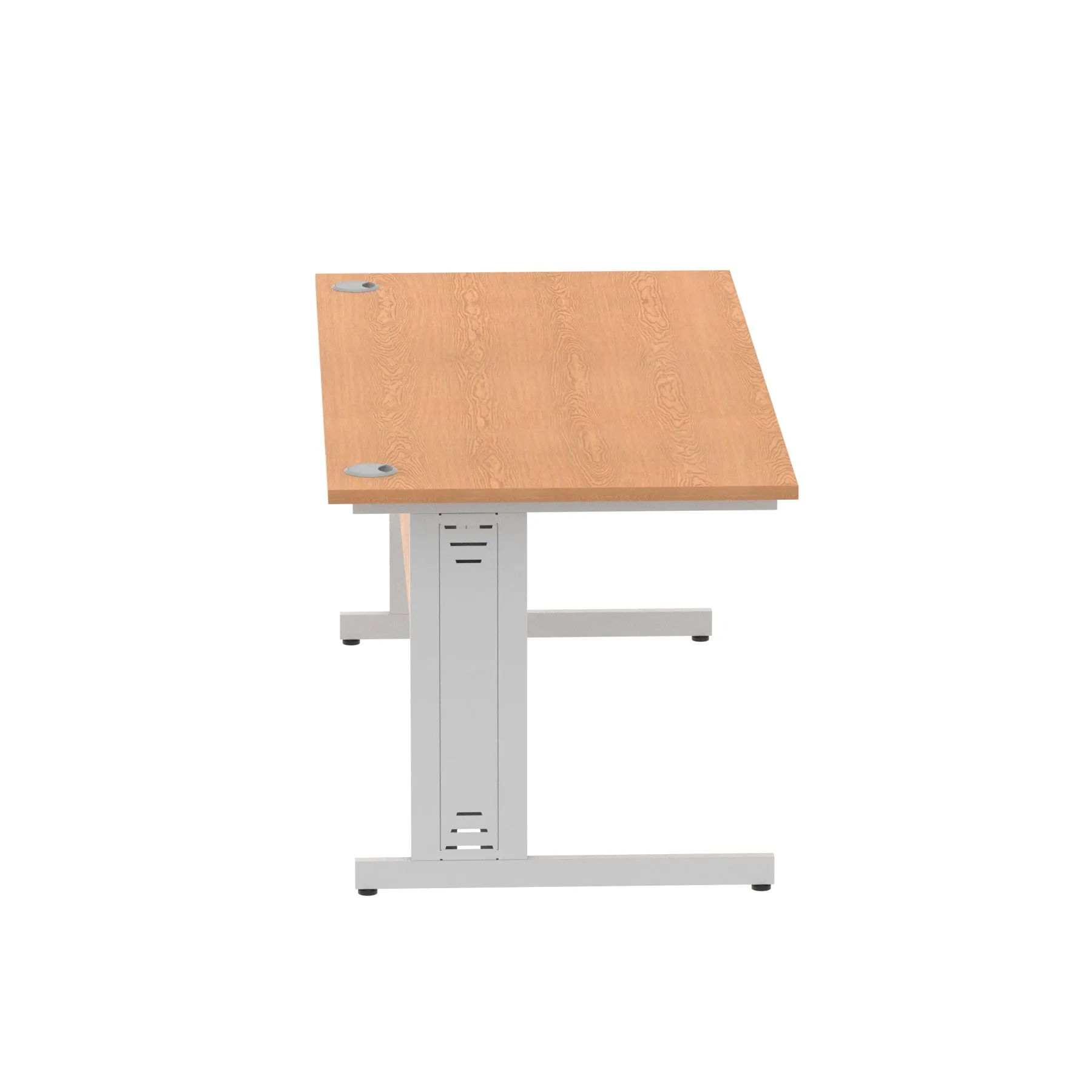 Impulse 1800mm Straight Desk with Cable Managed Leg - MFC Rectangular Table, Self-Assembly, 5-Year Guarantee, Silver/White Frame (1800x800x730mm)