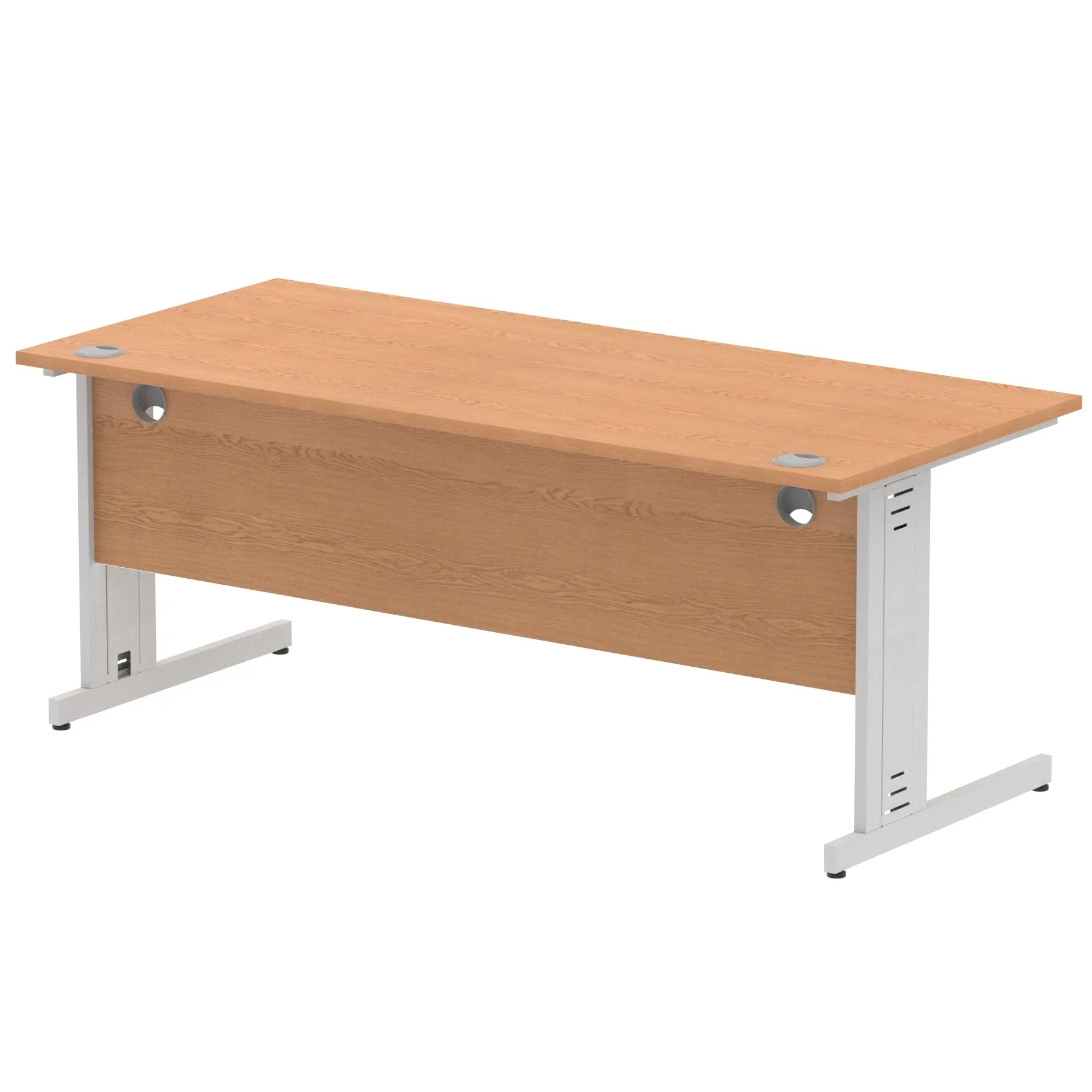 Impulse 1800mm Straight Desk with Cable Managed Leg - MFC Rectangular Table, Self-Assembly, 5-Year Guarantee, Silver/White Frame (1800x800x730mm)