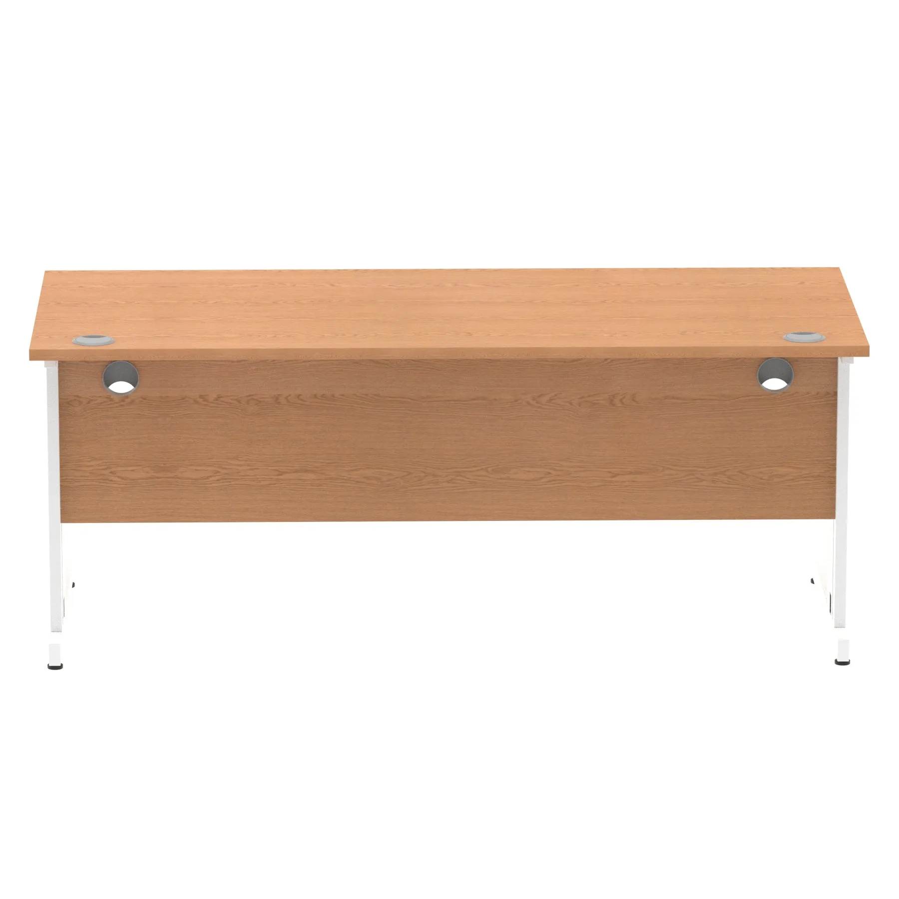 Impulse 1800mm Straight Desk with Cable Managed Leg - MFC Rectangular Table, Self-Assembly, 5-Year Guarantee, Silver/White Frame (1800x800x730mm)