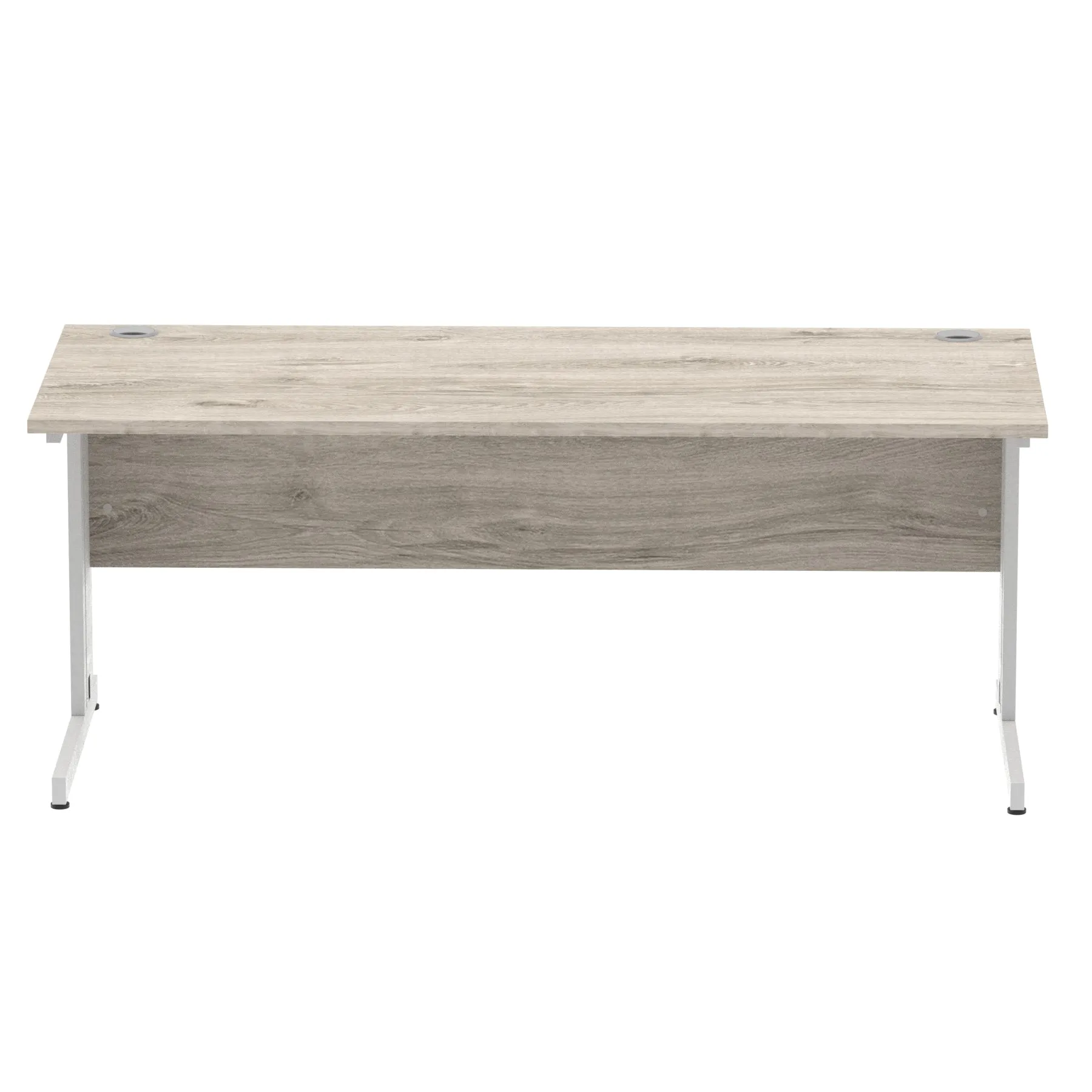 Impulse 1800mm Straight Desk with Cable Managed Leg - MFC Rectangular Table, Self-Assembly, 5-Year Guarantee, Silver/White Frame (1800x800x730mm)
