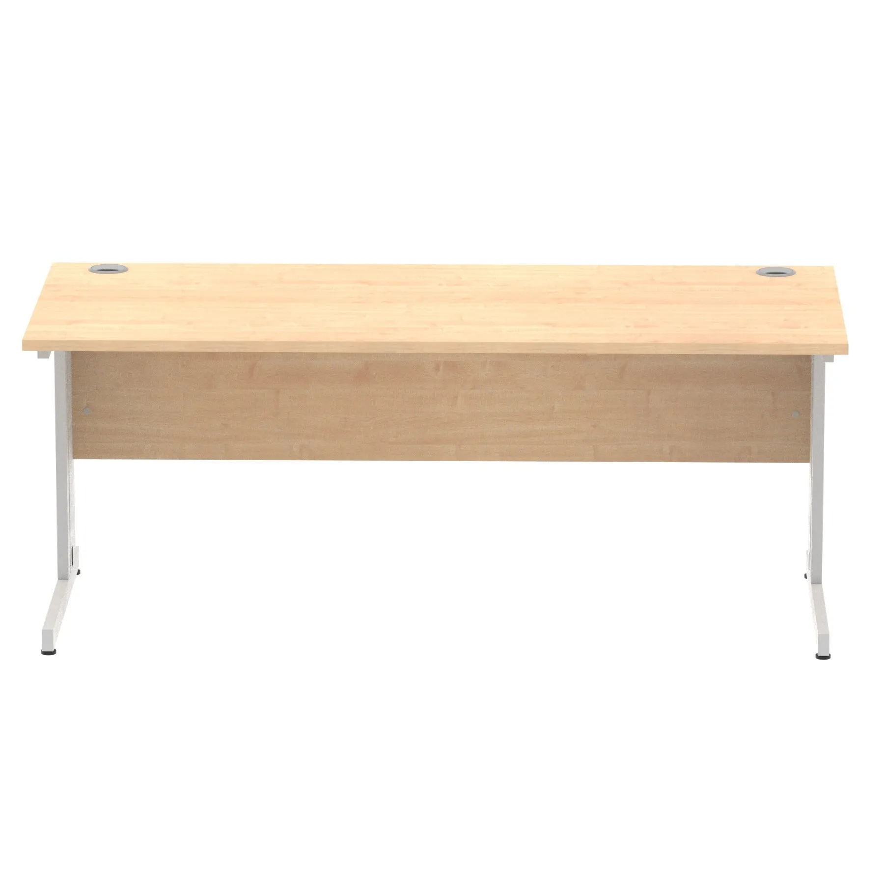 Impulse 1800mm Straight Desk with Cable Managed Leg - MFC Rectangular Table, Self-Assembly, 5-Year Guarantee, Silver/White Frame (1800x800x730mm)