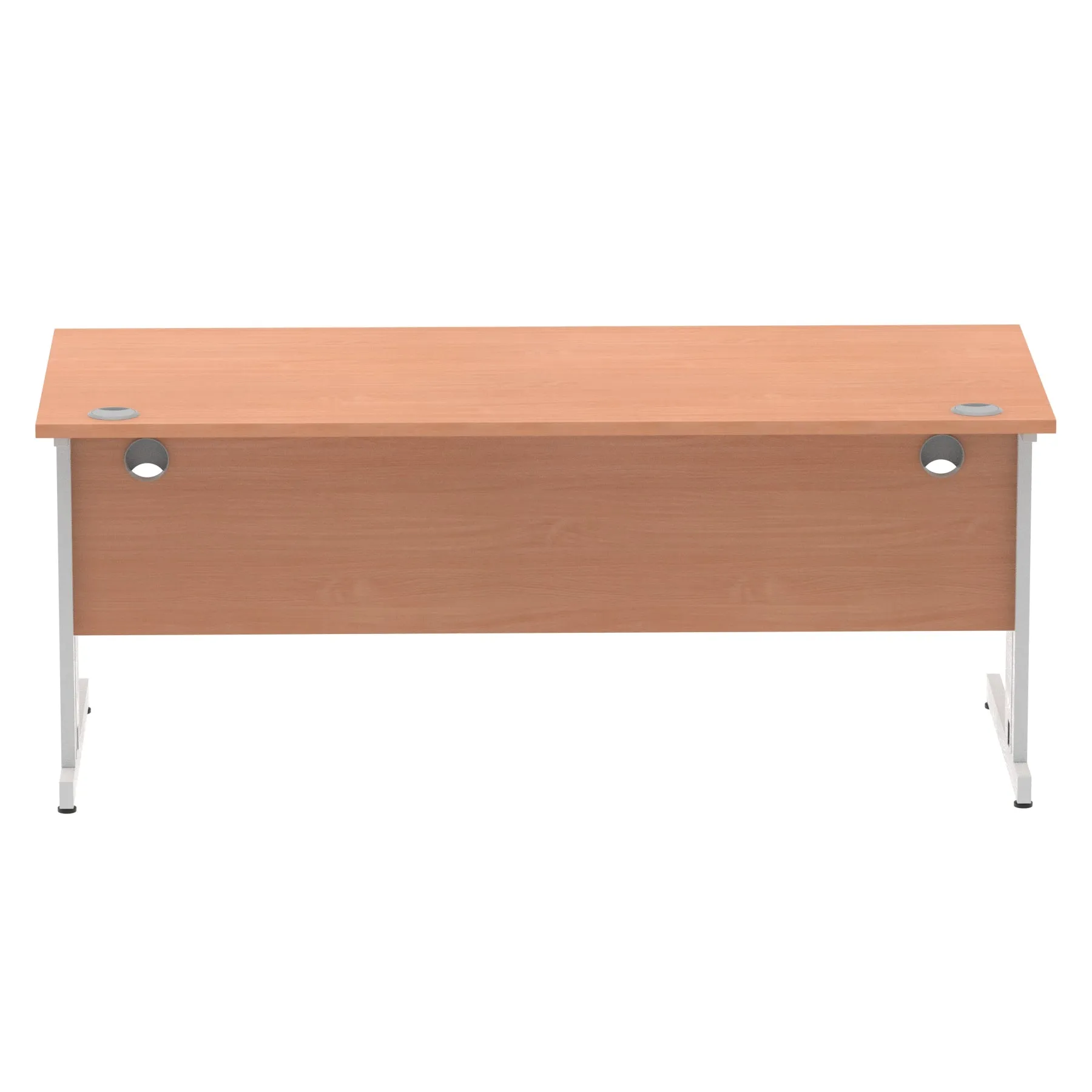 Impulse 1800mm Straight Desk with Cable Managed Leg - MFC Rectangular Table, Self-Assembly, 5-Year Guarantee, Silver/White Frame (1800x800x730mm)