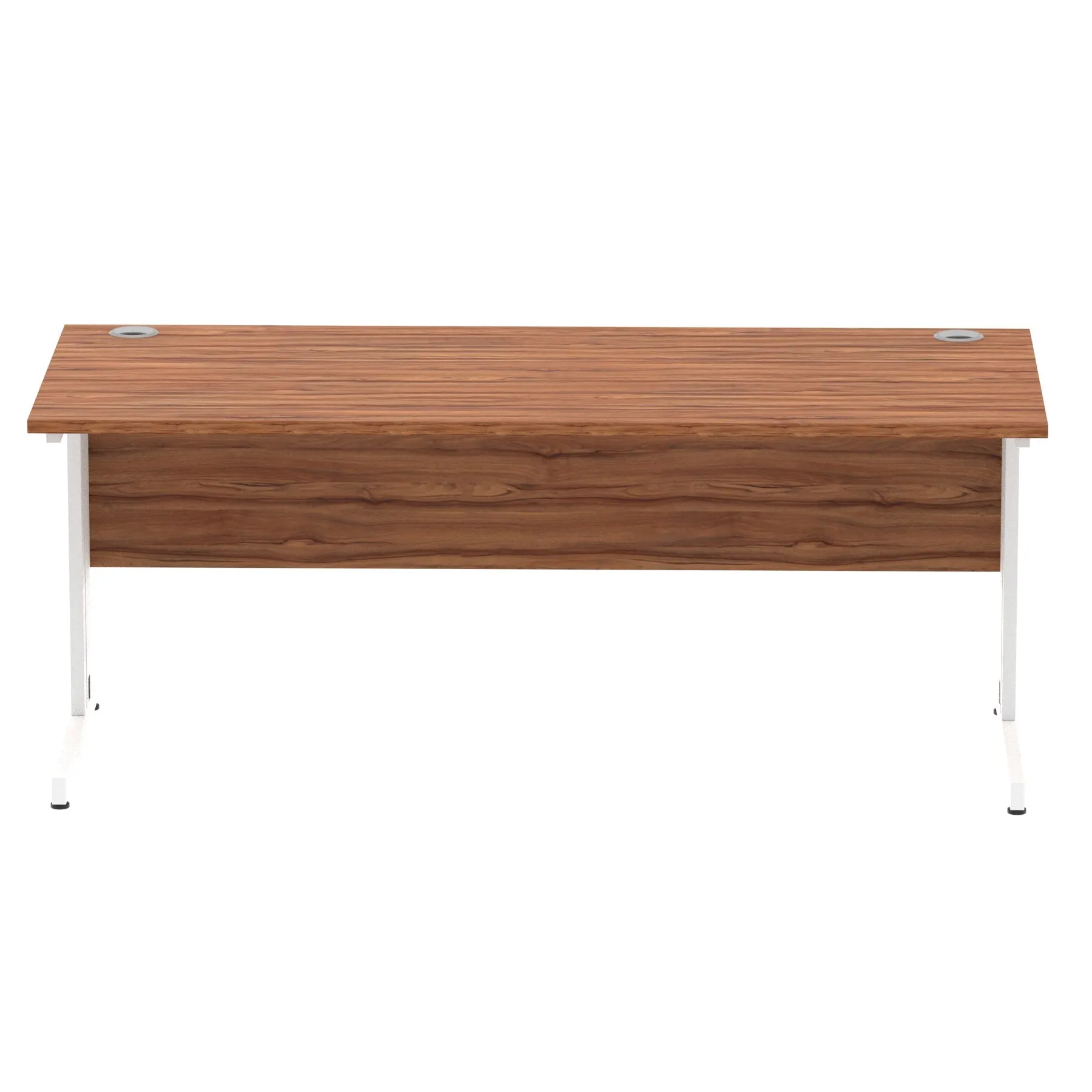 Impulse 1800mm Straight Desk with Cable Managed Leg - MFC Rectangular Table, Self-Assembly, 5-Year Guarantee, Silver/White Frame (1800x800x730mm)