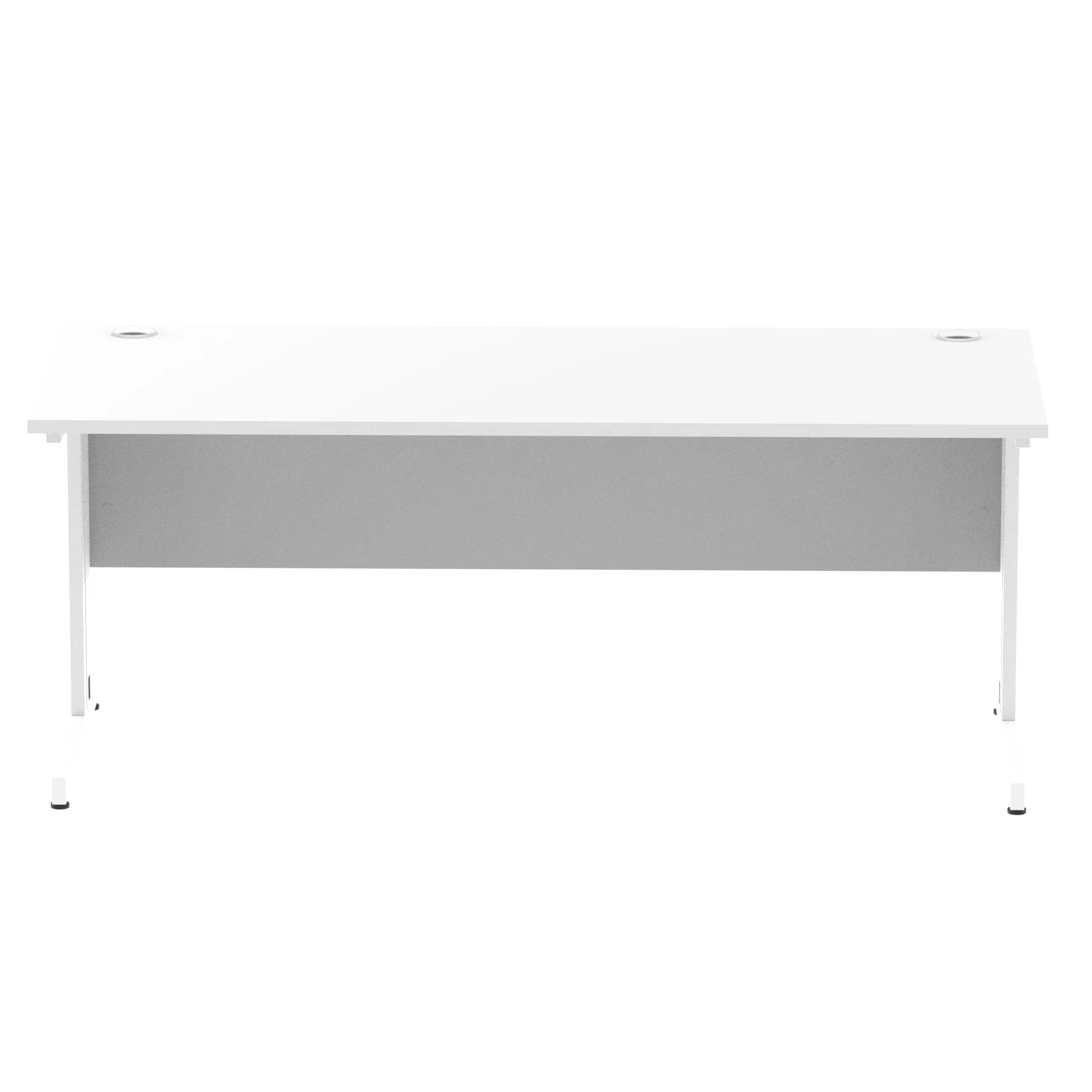 Impulse 1800mm Straight Desk with Cable Managed Leg - MFC Rectangular Table, Self-Assembly, 5-Year Guarantee, Silver/White Frame (1800x800x730mm)