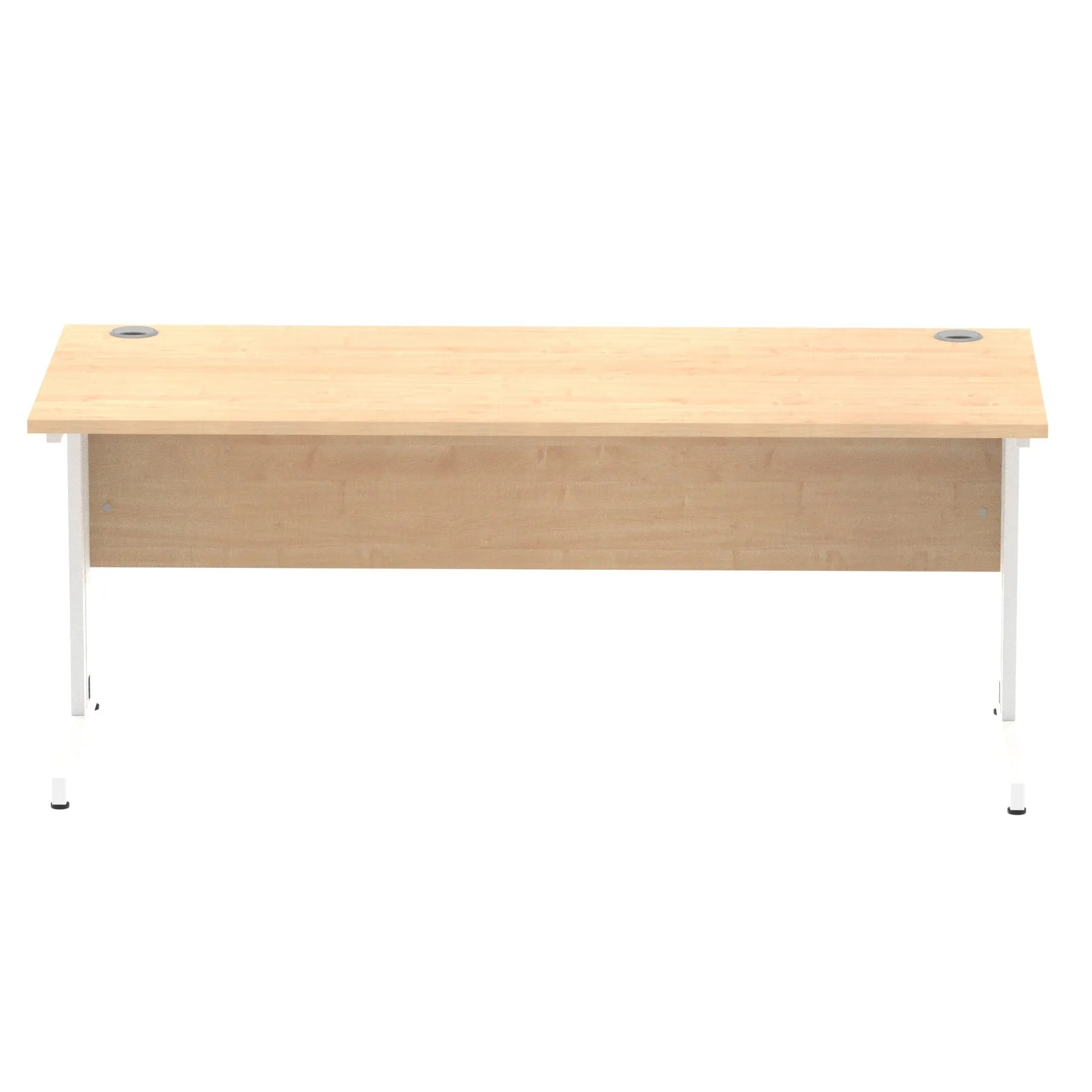 Impulse 1800mm Straight Desk with Cable Managed Leg - MFC Rectangular Table, Self-Assembly, 5-Year Guarantee, Silver/White Frame (1800x800x730mm)