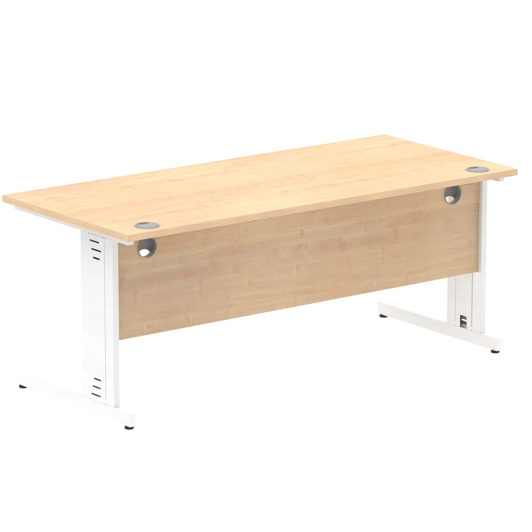 Impulse 1800mm Straight Desk with Cable Managed Leg - MFC Rectangular Table, Self-Assembly, 5-Year Guarantee, Silver/White Frame (1800x800x730mm)