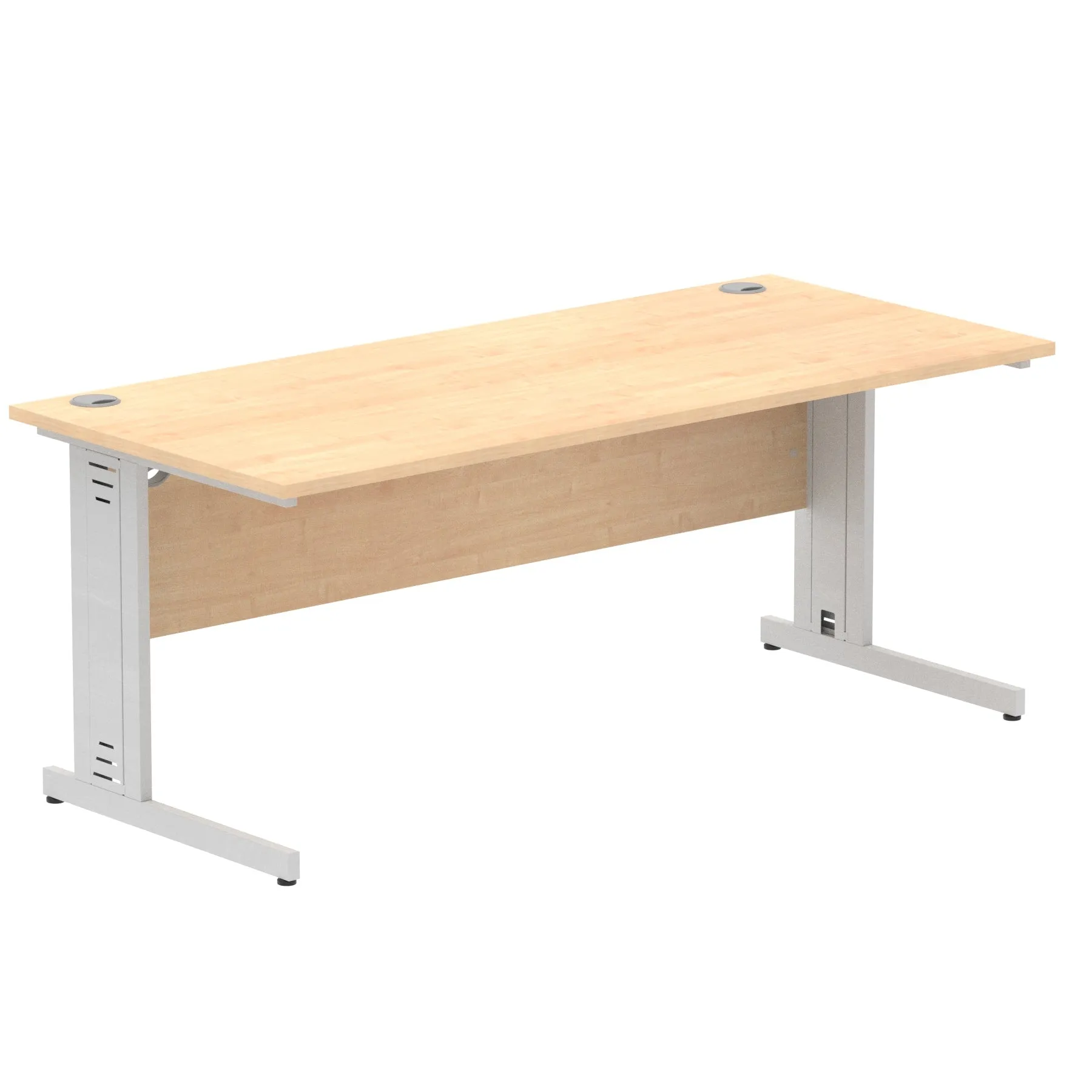 Impulse 1800mm Straight Desk with Cable Managed Leg - MFC Rectangular Table, Self-Assembly, 5-Year Guarantee, Silver/White Frame (1800x800x730mm)