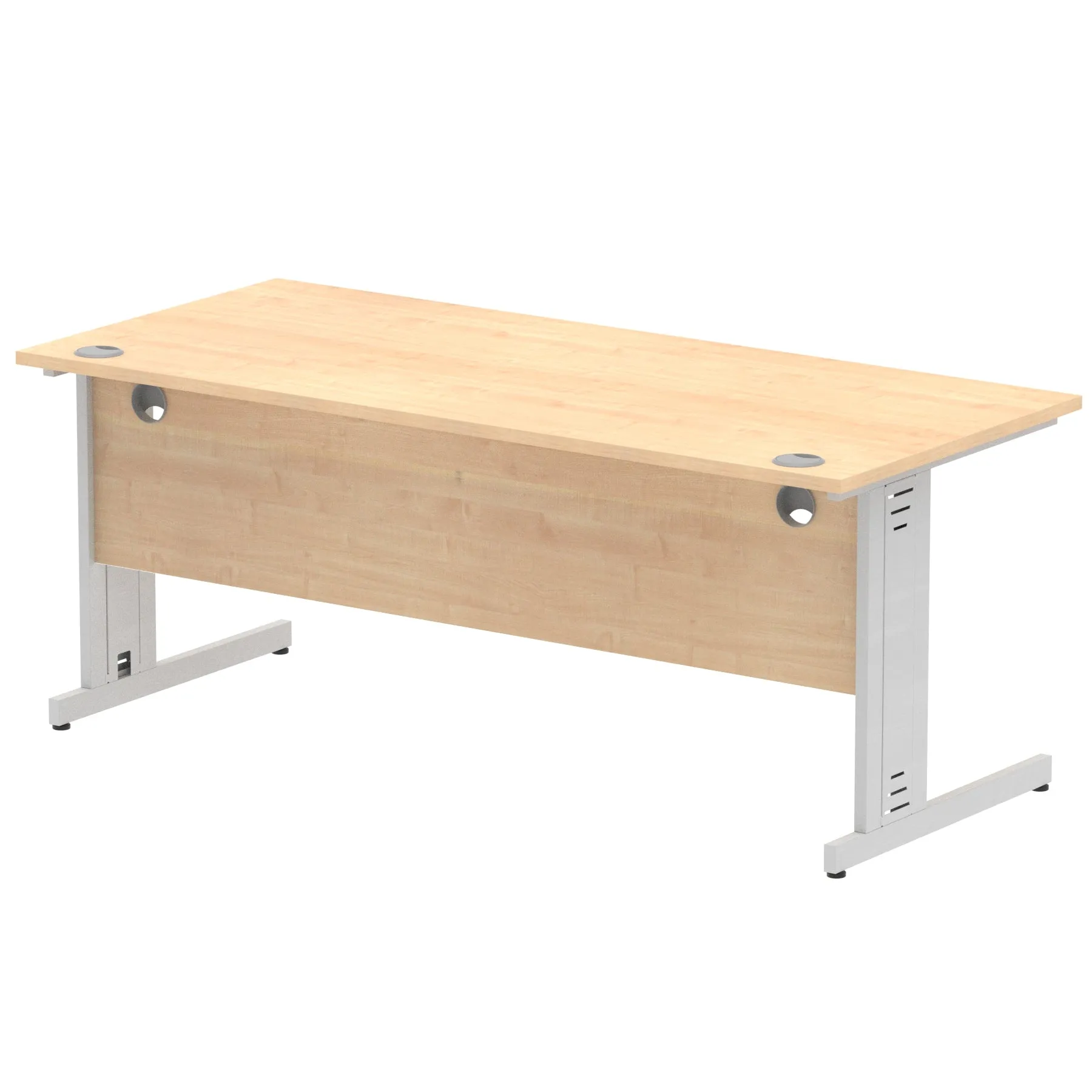 Impulse 1800mm Straight Desk with Cable Managed Leg - MFC Rectangular Table, Self-Assembly, 5-Year Guarantee, Silver/White Frame (1800x800x730mm)