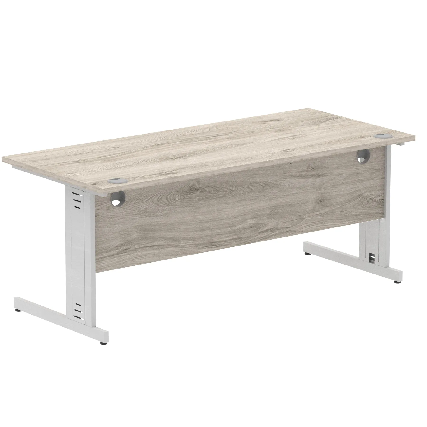 Impulse 1800mm Straight Desk with Cable Managed Leg - MFC Rectangular Table, Self-Assembly, 5-Year Guarantee, Silver/White Frame (1800x800x730mm)