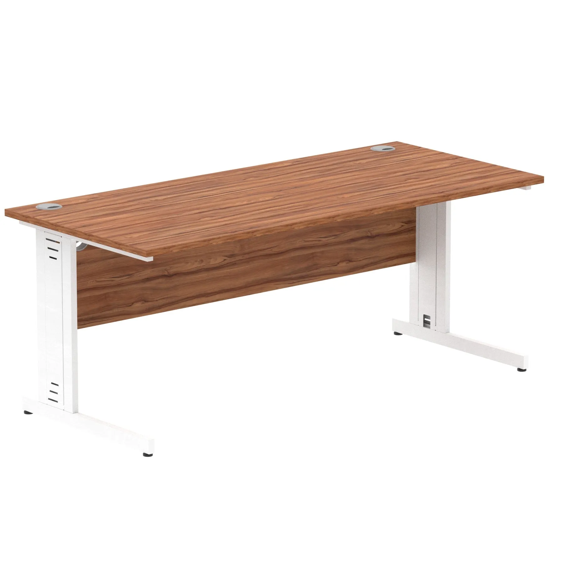 Impulse 1800mm Straight Desk with Cable Managed Leg - MFC Rectangular Table, Self-Assembly, 5-Year Guarantee, Silver/White Frame (1800x800x730mm)
