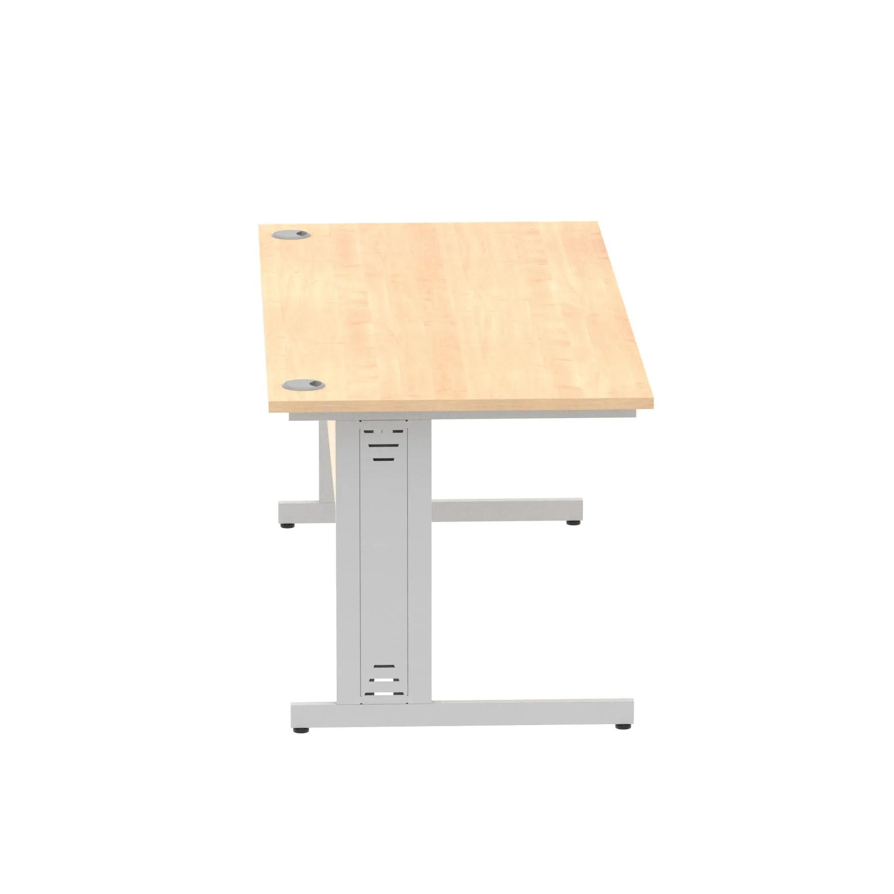 Impulse 1800mm Straight Desk with Cable Managed Leg - MFC Rectangular Table, Self-Assembly, 5-Year Guarantee, Silver/White Frame (1800x800x730mm)