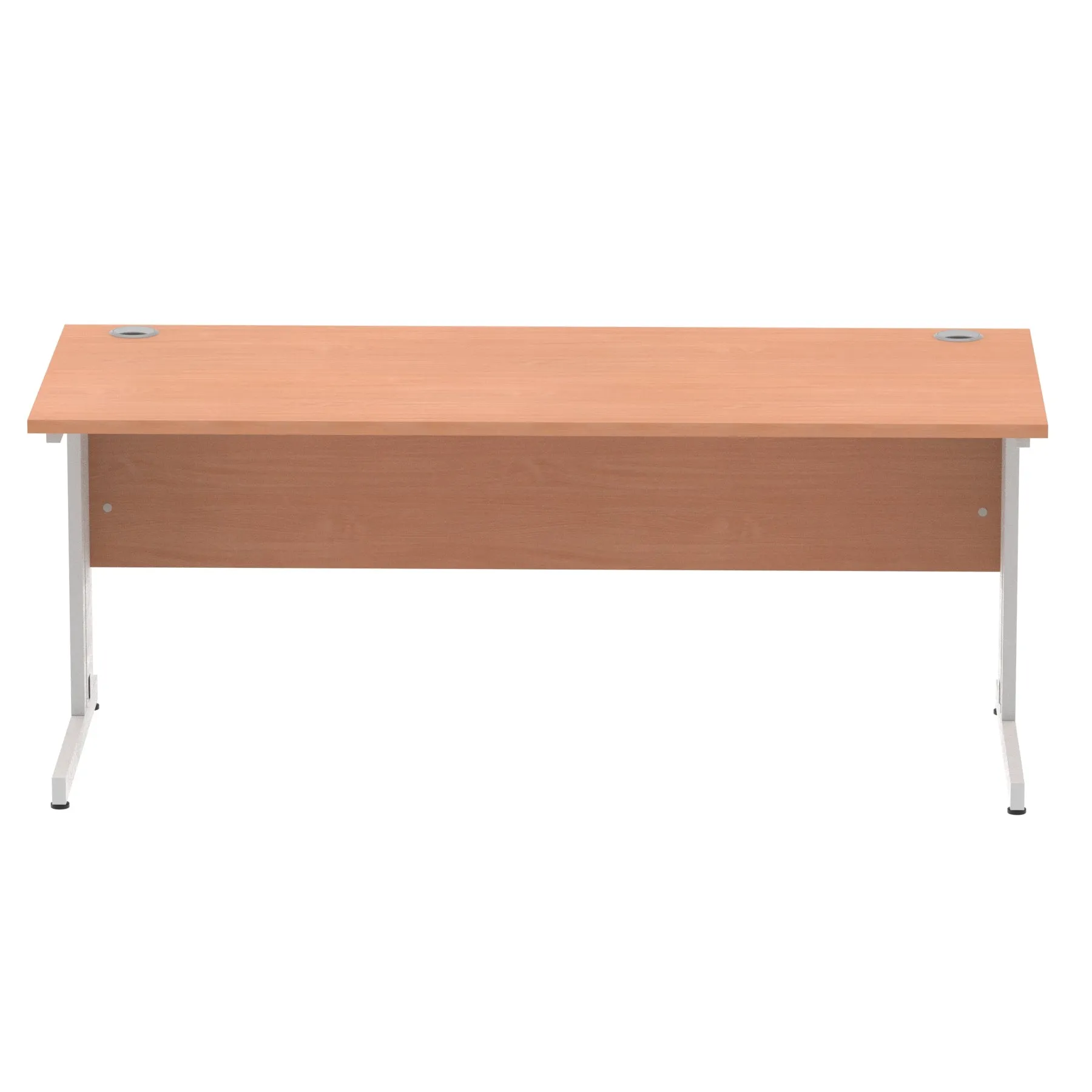 Impulse 1800mm Straight Desk with Cable Managed Leg - MFC Rectangular Table, Self-Assembly, 5-Year Guarantee, Silver/White Frame (1800x800x730mm)