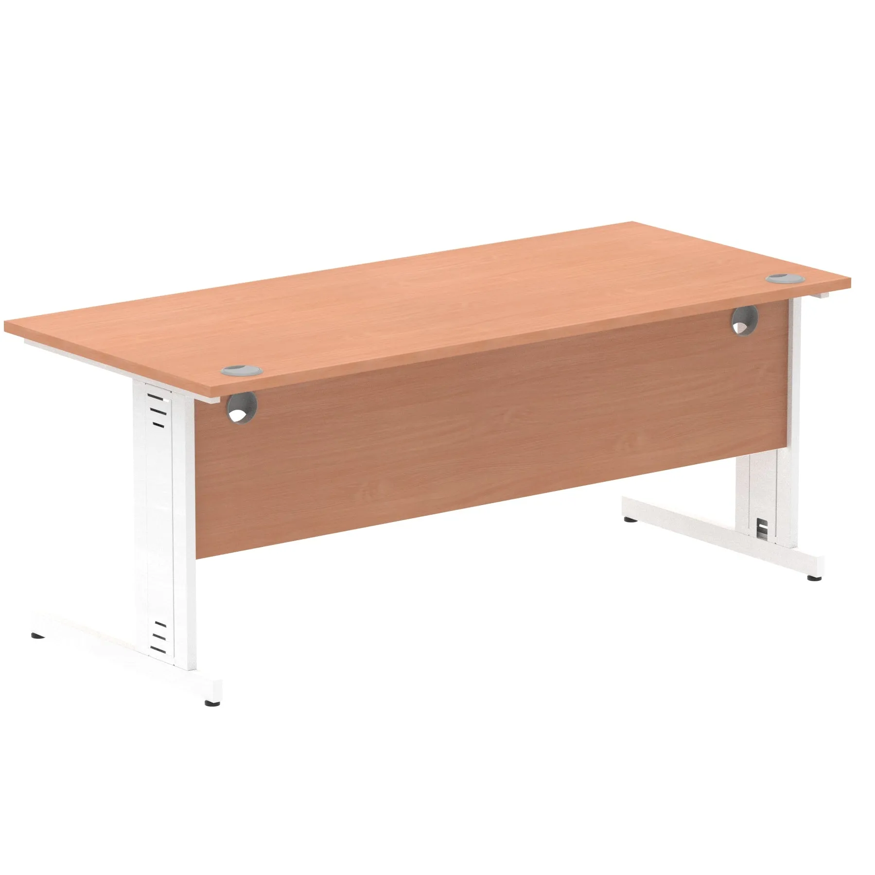Impulse 1800mm Straight Desk with Cable Managed Leg - MFC Rectangular Table, Self-Assembly, 5-Year Guarantee, Silver/White Frame (1800x800x730mm)