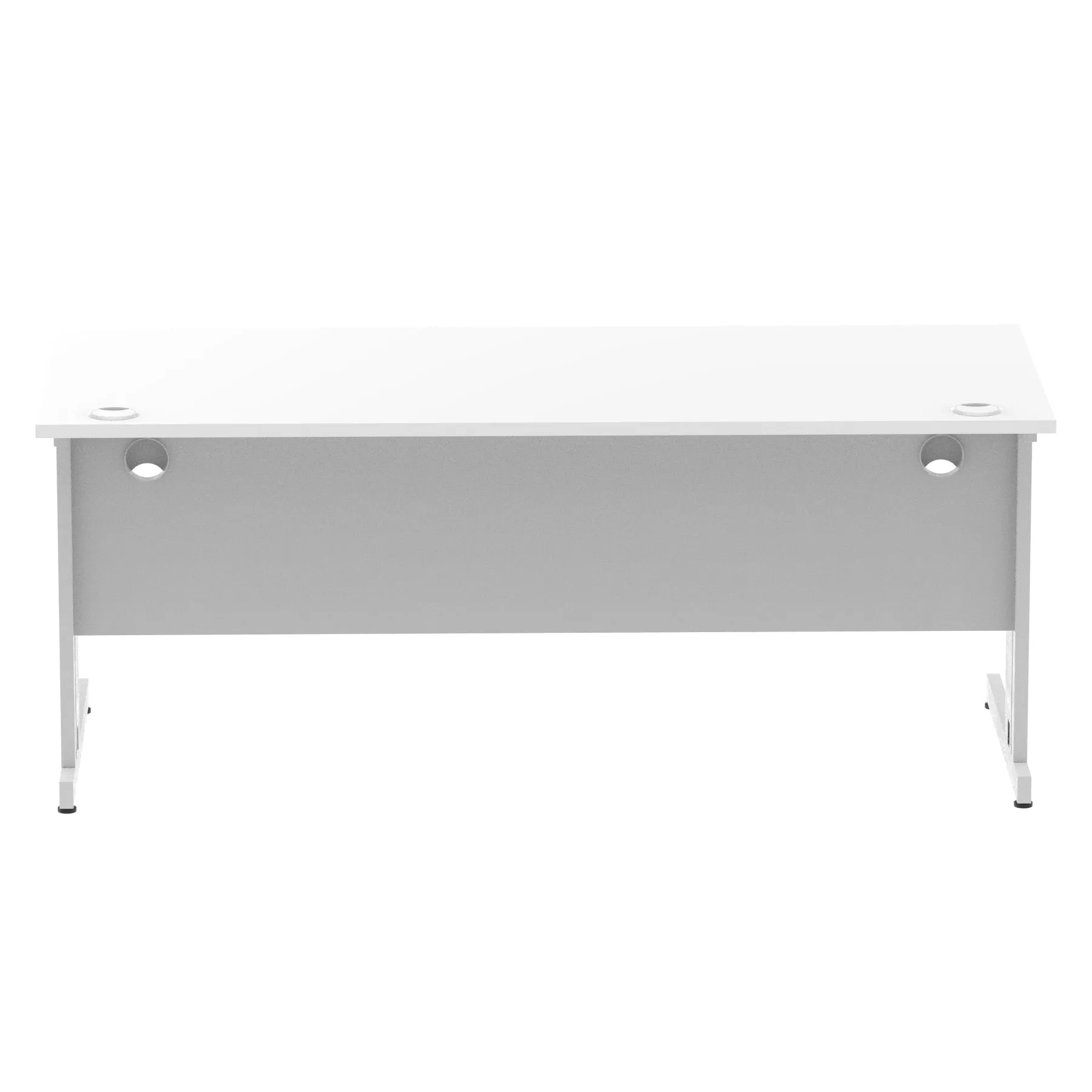 Impulse 1800mm Straight Desk with Cable Managed Leg - MFC Rectangular Table, Self-Assembly, 5-Year Guarantee, Silver/White Frame (1800x800x730mm)