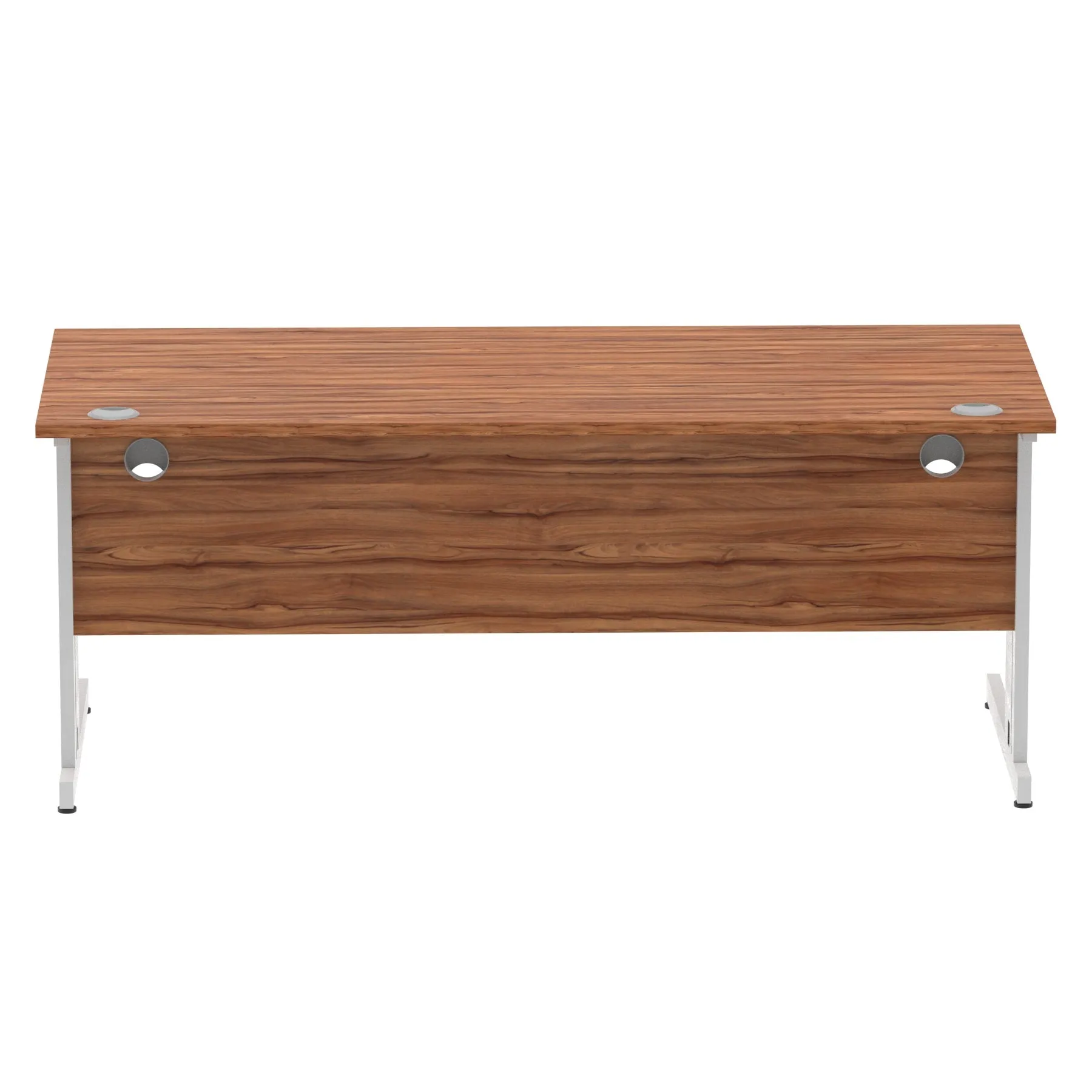 Impulse 1800mm Straight Desk with Cable Managed Leg - MFC Rectangular Table, Self-Assembly, 5-Year Guarantee, Silver/White Frame (1800x800x730mm)