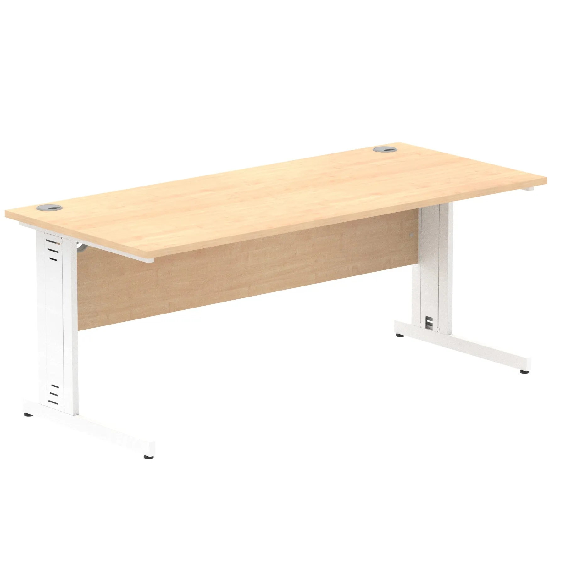 Impulse 1800mm Straight Desk with Cable Managed Leg - MFC Rectangular Table, Self-Assembly, 5-Year Guarantee, Silver/White Frame (1800x800x730mm)
