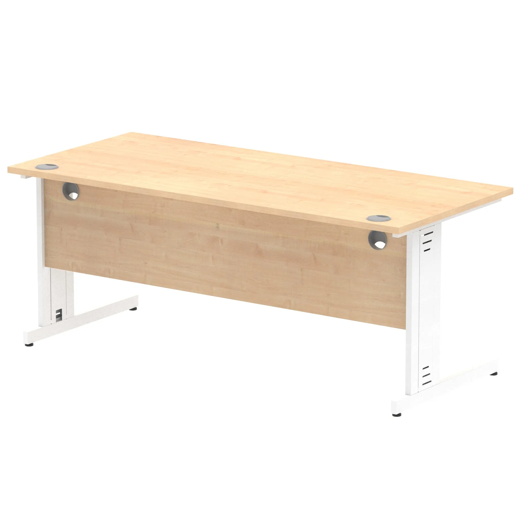 Impulse 1800mm Straight Desk with Cable Managed Leg - MFC Rectangular Table, Self-Assembly, 5-Year Guarantee, Silver/White Frame (1800x800x730mm)