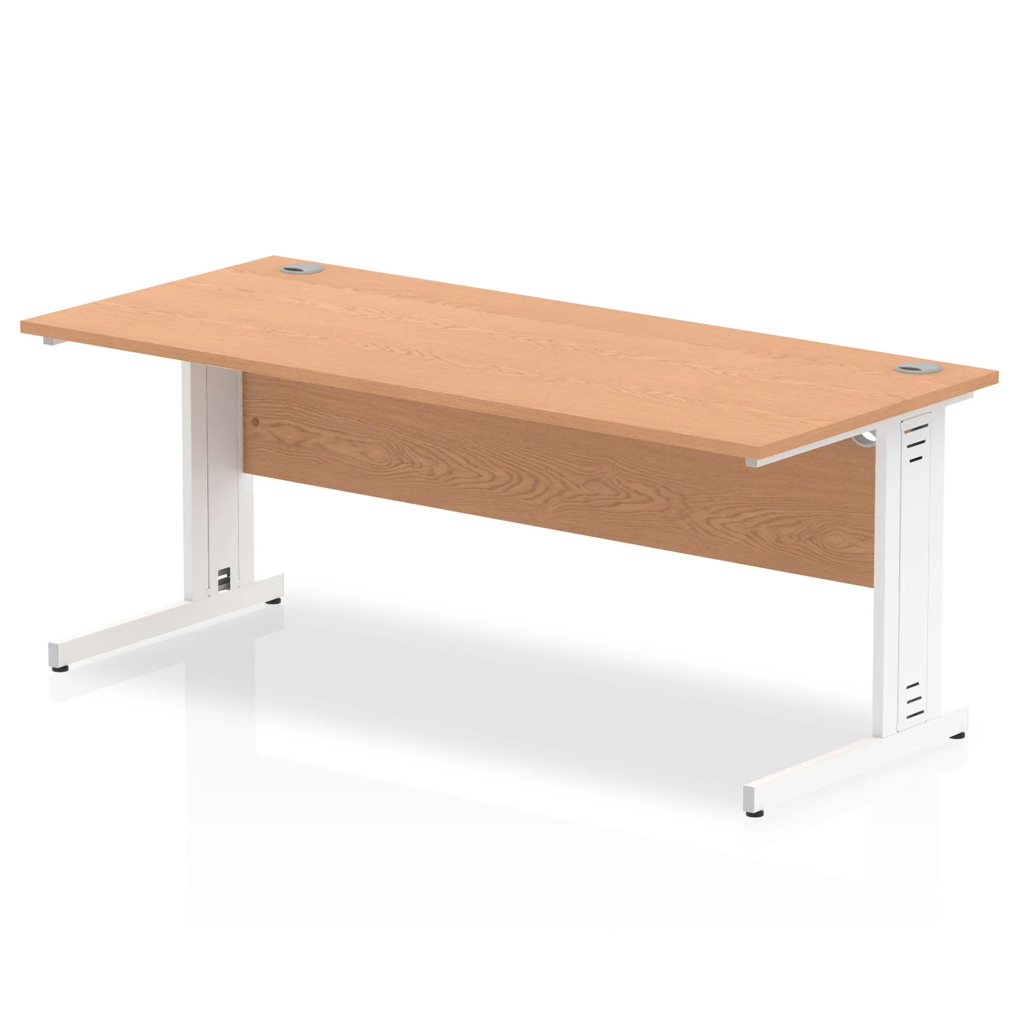 Impulse 1800mm Straight Desk with Cable Managed Leg - MFC Rectangular Table, Self-Assembly, 5-Year Guarantee, Silver/White Frame (1800x800x730mm)