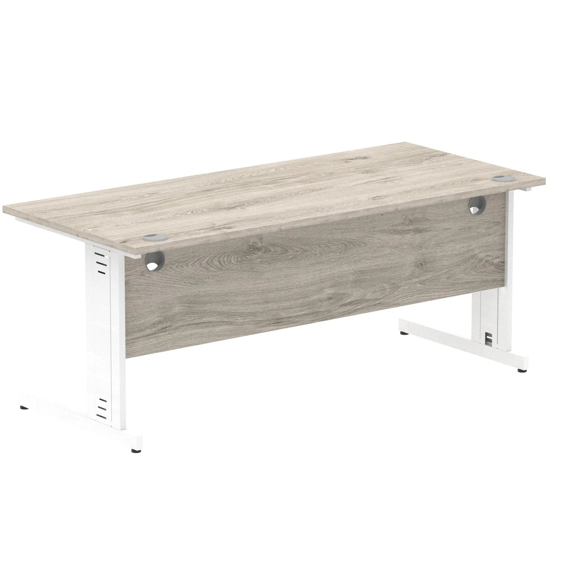 Impulse 1800mm Straight Desk with Cable Managed Leg - MFC Rectangular Table, Self-Assembly, 5-Year Guarantee, Silver/White Frame (1800x800x730mm)