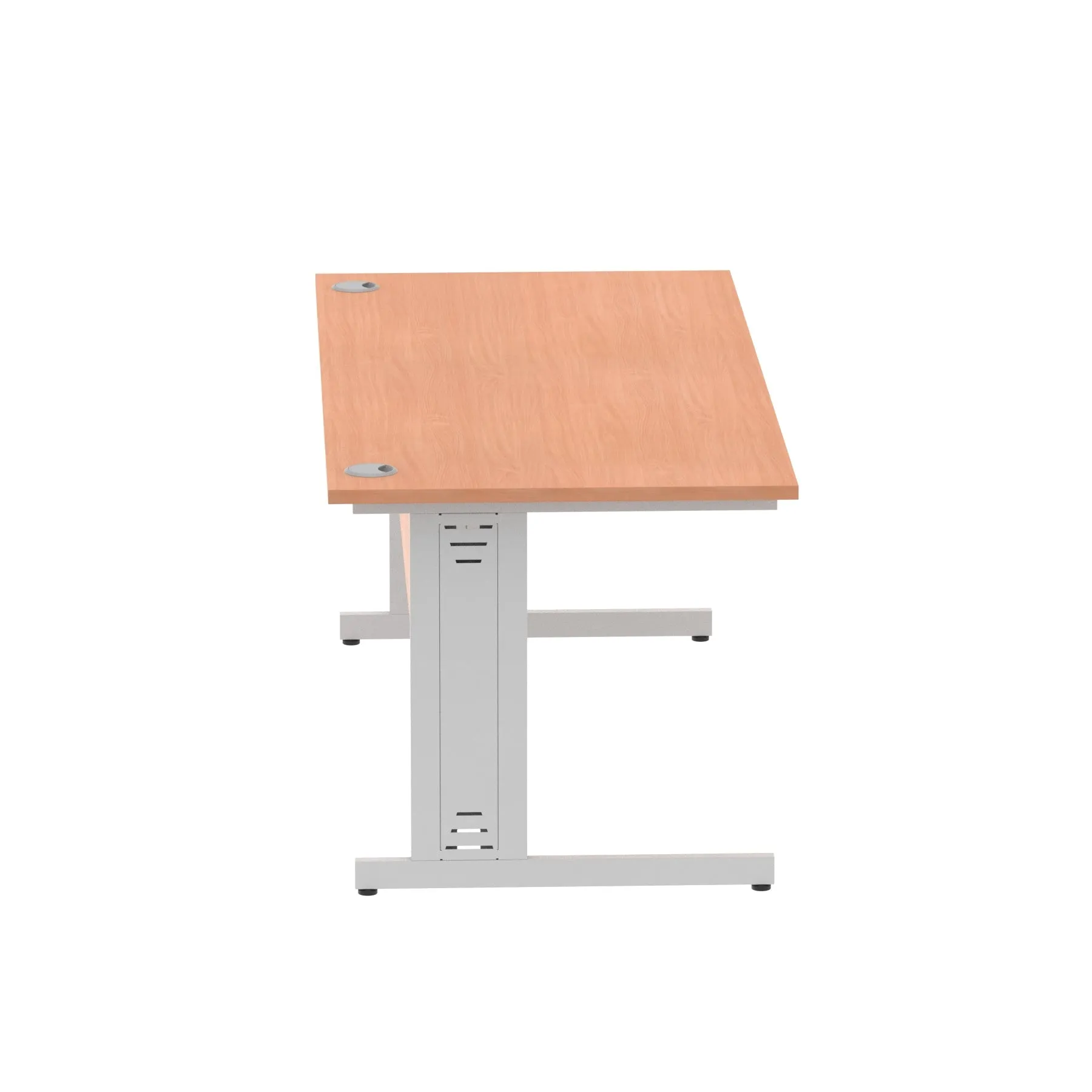 Impulse 1800mm Straight Desk with Cable Managed Leg - MFC Rectangular Table, Self-Assembly, 5-Year Guarantee, Silver/White Frame (1800x800x730mm)