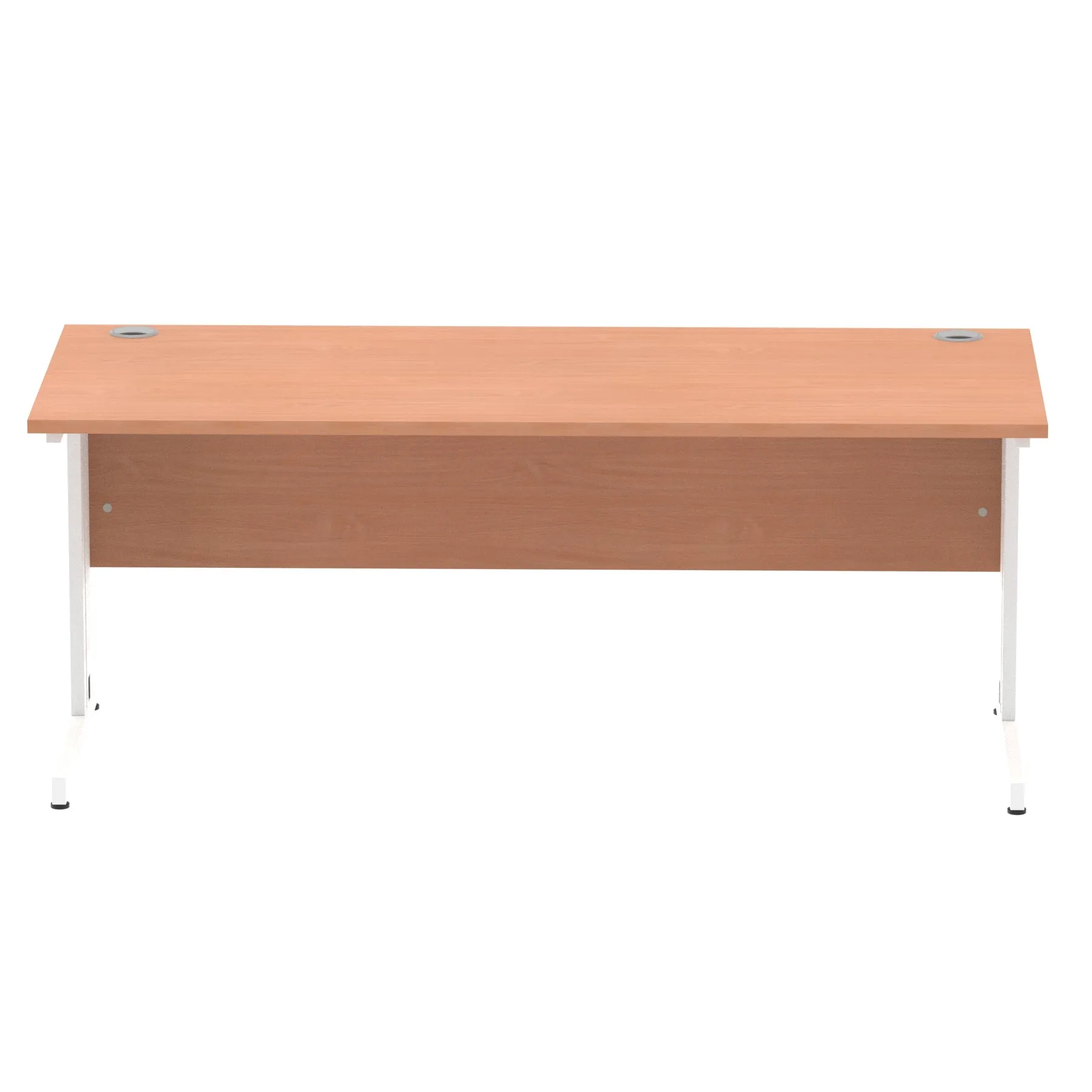 Impulse 1800mm Straight Desk with Cable Managed Leg - MFC Rectangular Table, Self-Assembly, 5-Year Guarantee, Silver/White Frame (1800x800x730mm)