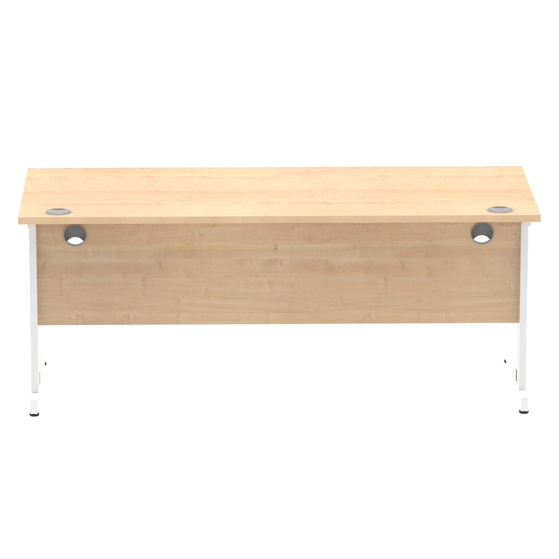 Impulse 1800mm Straight Desk with Cable Managed Leg - MFC Rectangular Table, Self-Assembly, 5-Year Guarantee, Silver/White Frame (1800x800x730mm)