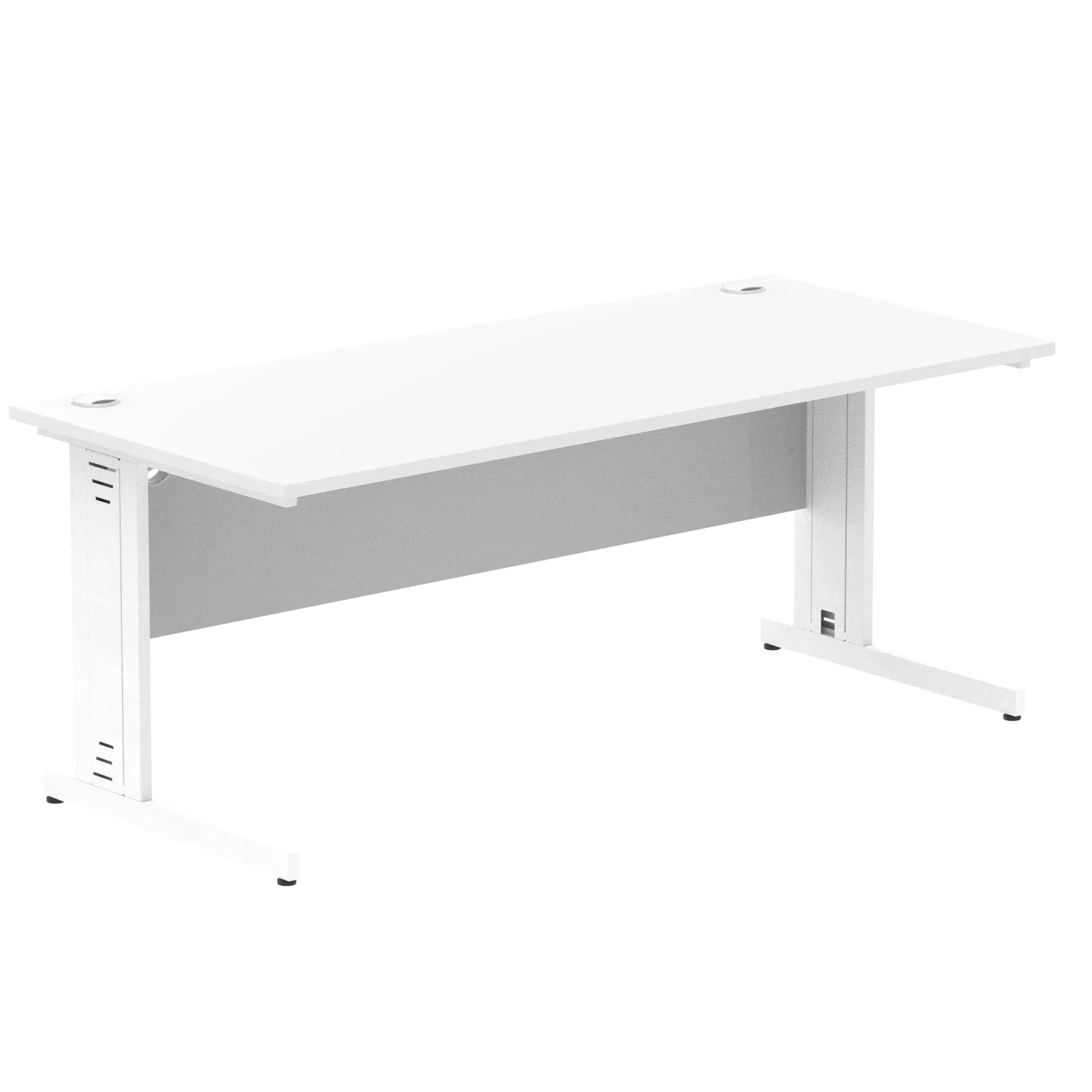 Impulse 1800mm Straight Desk with Cable Managed Leg - MFC Rectangular Table, Self-Assembly, 5-Year Guarantee, Silver/White Frame (1800x800x730mm)