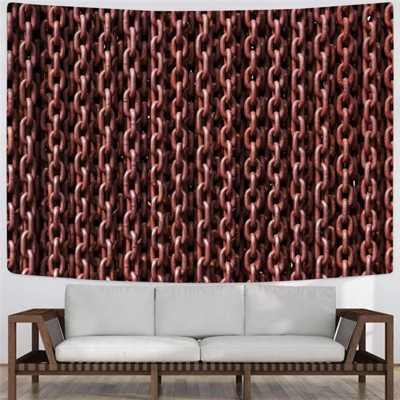 Iron Chain Tapiz Brown Rug Wall Metal Wall Tapestry Punk Rock Tenture Mandala