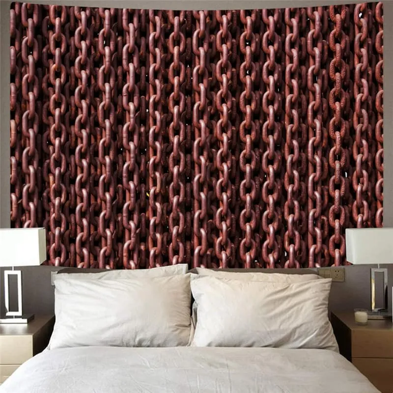Iron Chain Tapiz Brown Rug Wall Metal Wall Tapestry Punk Rock Tenture Mandala