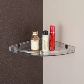 iSTAR Clear Transparent Plastic Soap Dish Tooth Brush Holder Home Acrylic Bathroom Faucets Accessories Corner Acrylic Wall Shelf 10 x 10 inch (Number of Shelves - 1, Clear)